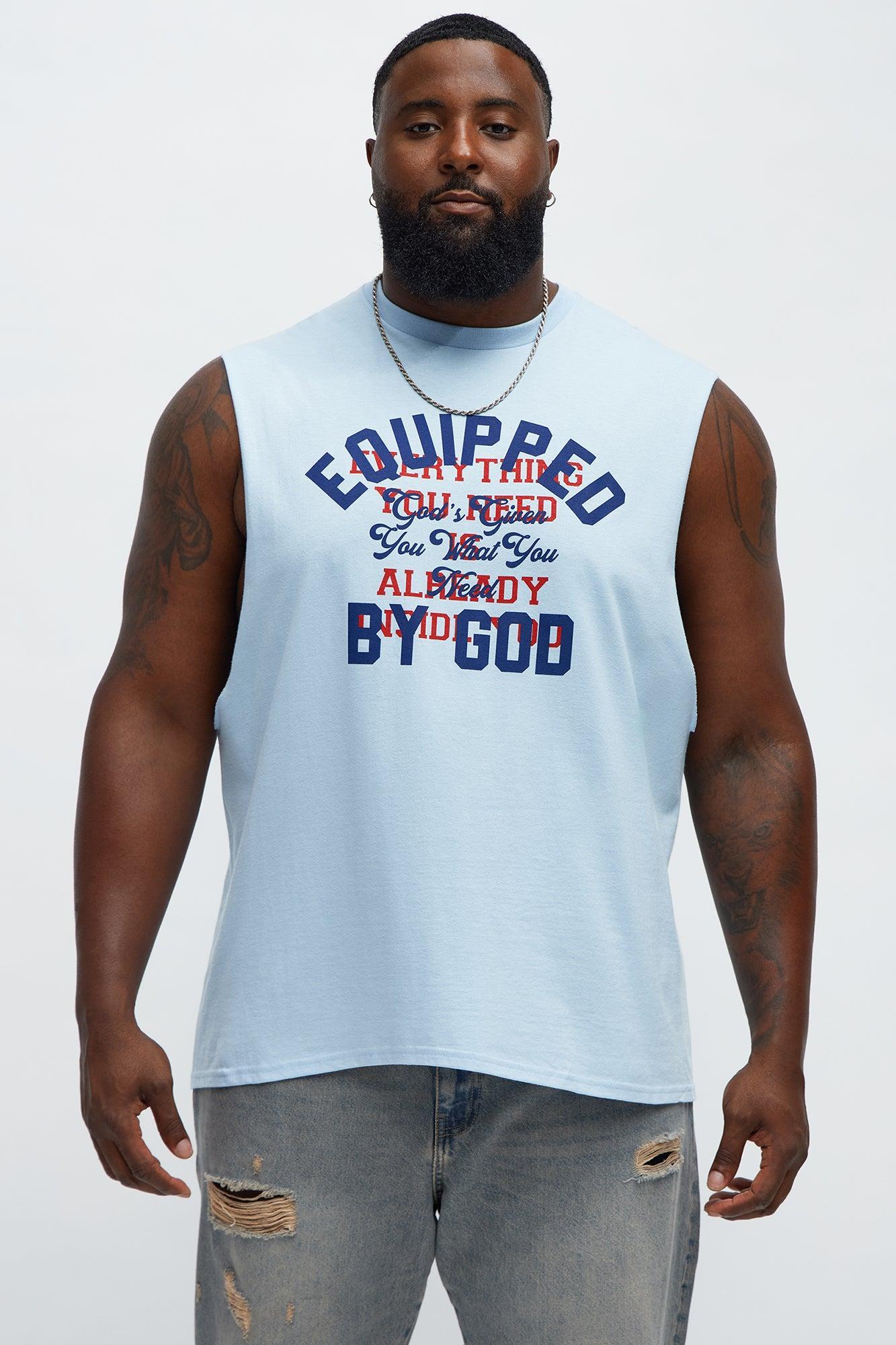 Equipped By God Muscle Tee - Light Blue Product Image