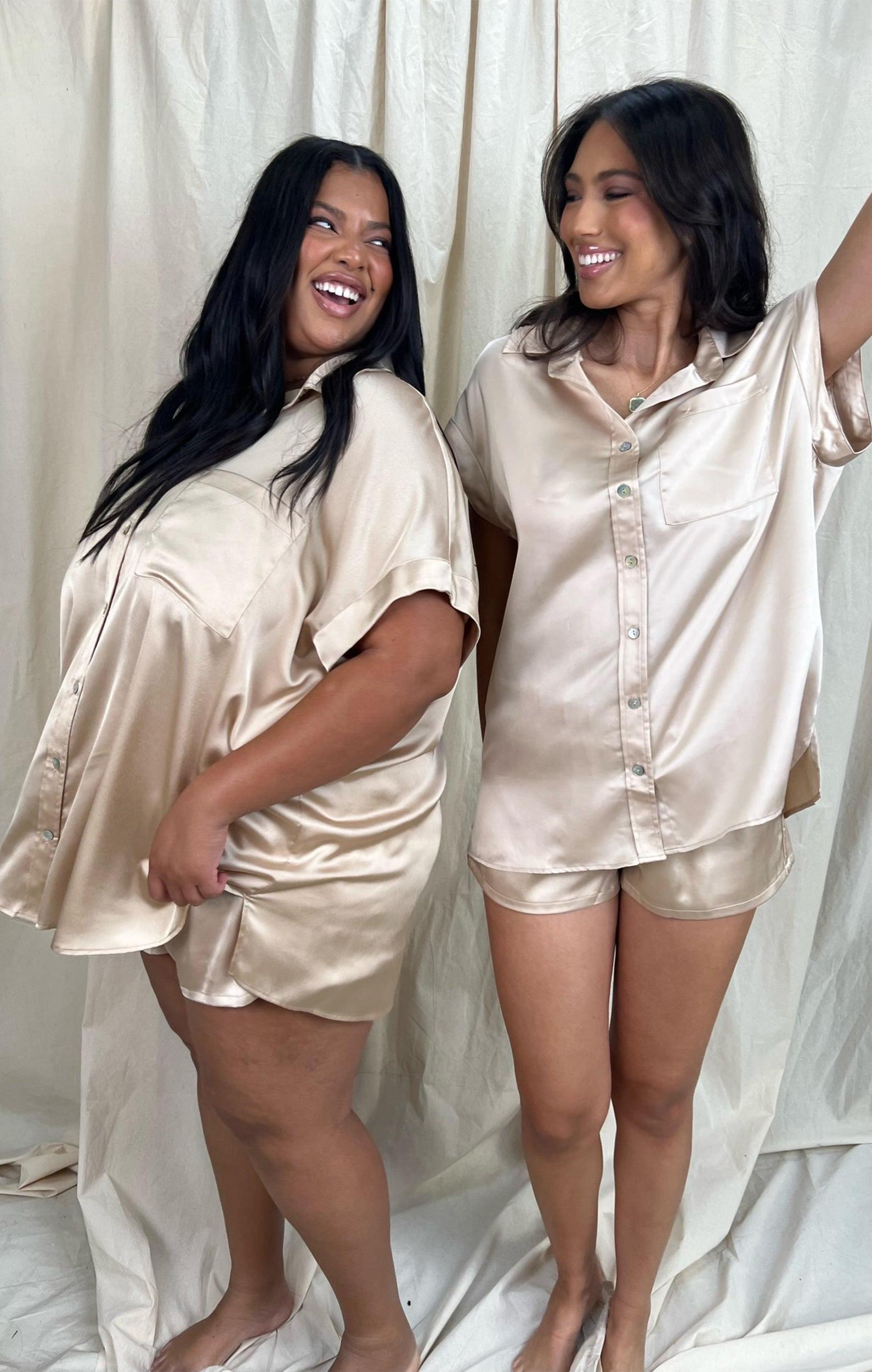 Glam Time Shorts ~ Champagne Luxe Satin Product Image