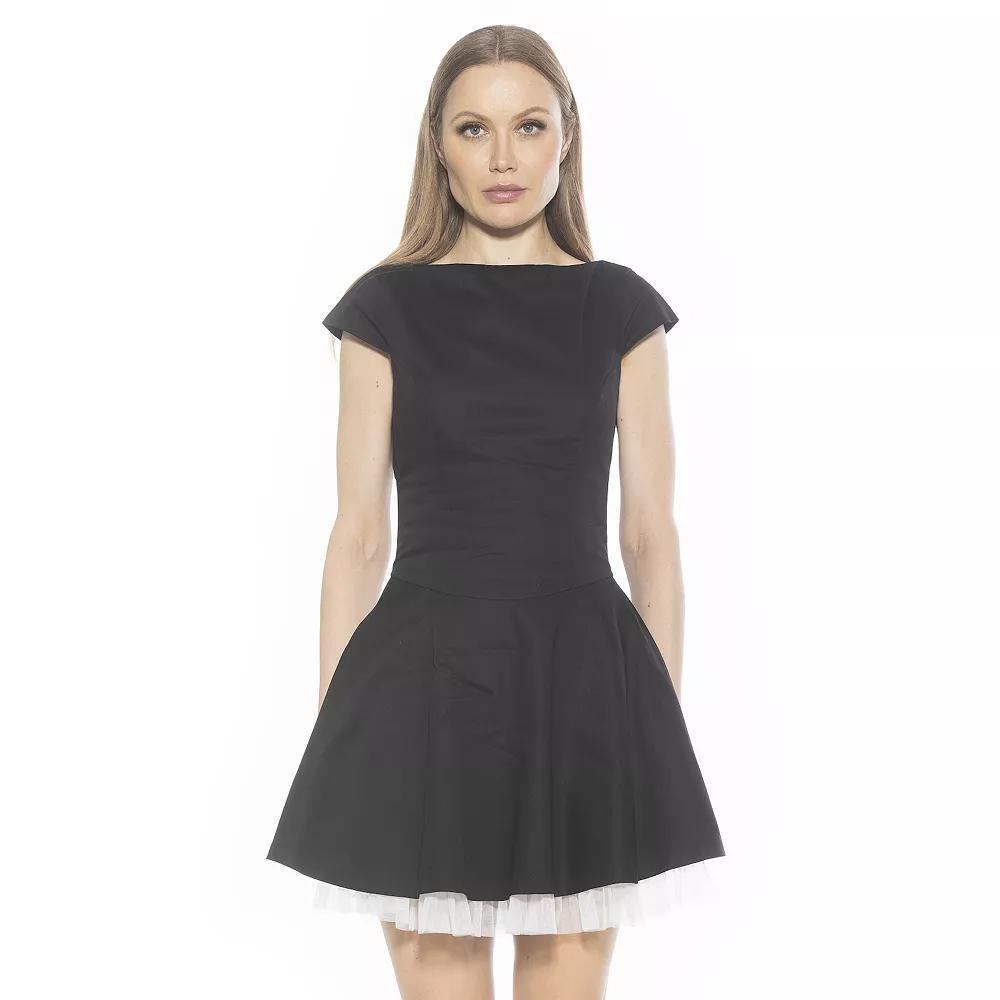Women's ALEXIA ADMOR Aleena Short Sleeve Mini Dress, Size: 12, Black Product Image