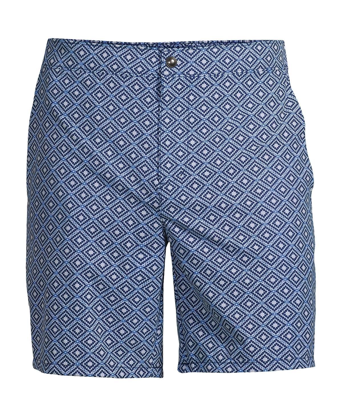 Men's Lands' End 7" Sunset Swim Trunks, Size: XXL, Deep Blue Diamond Geo Product Image