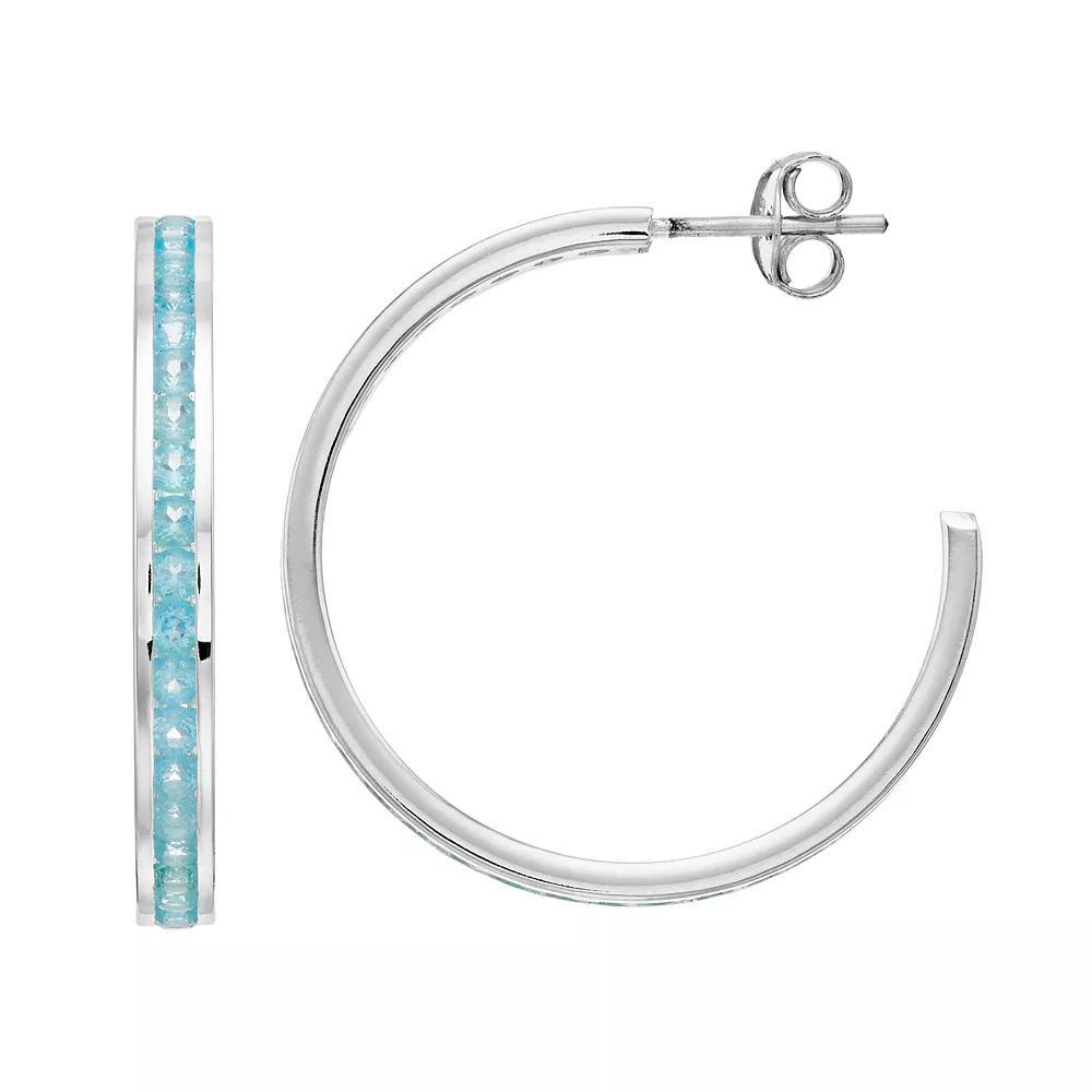 Traditions Jewelry Company Sterling Silver Channel-Set Apatite Birthstone Hoop Earrings, Womens Product Image