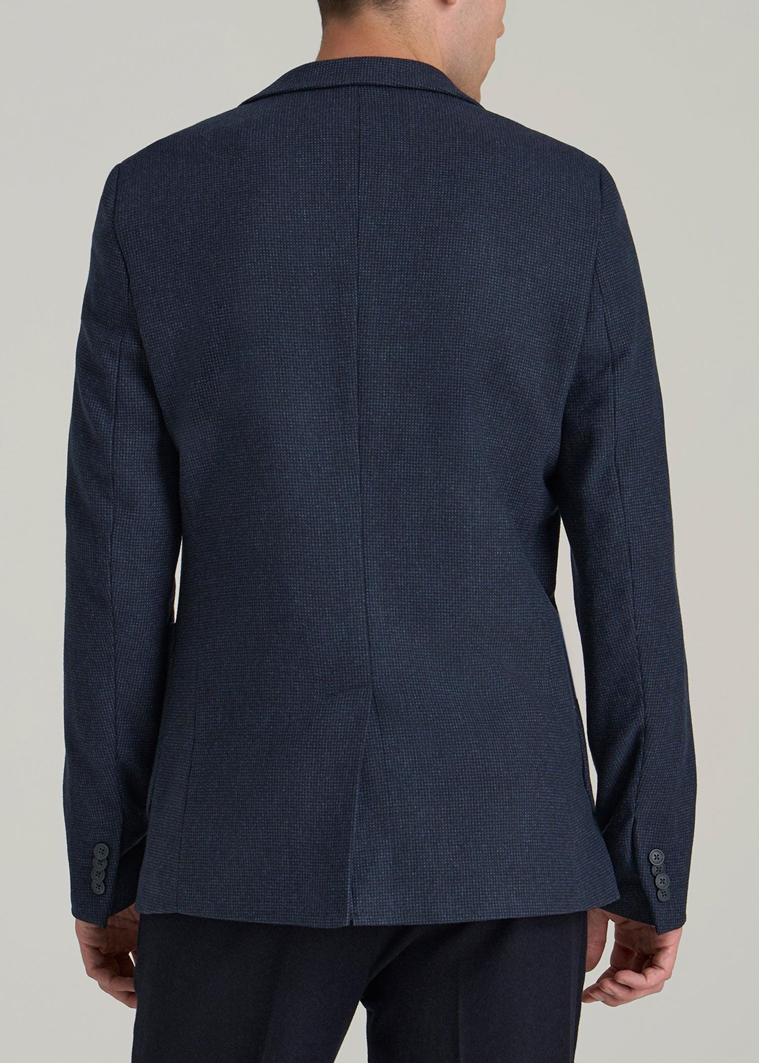 Wool Blend Blazer for Tall Men in Blue Birdseye Product Image