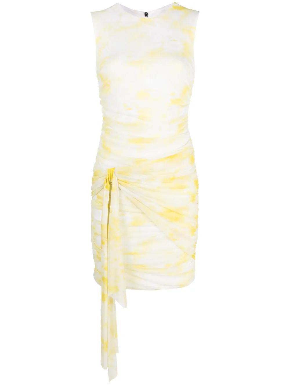 MSGM Sleeveless Ruched Minidress In Neutrals Product Image