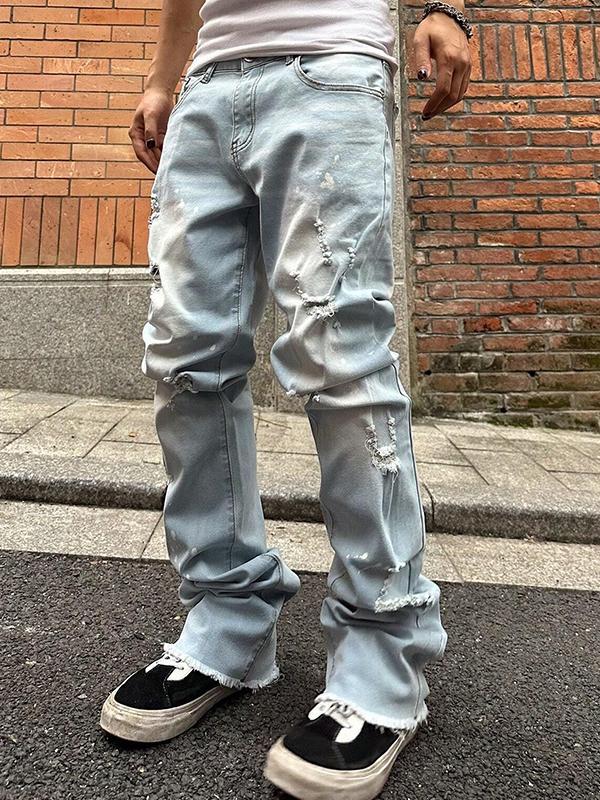 Men's Ripped Loose Jeans Product Image
