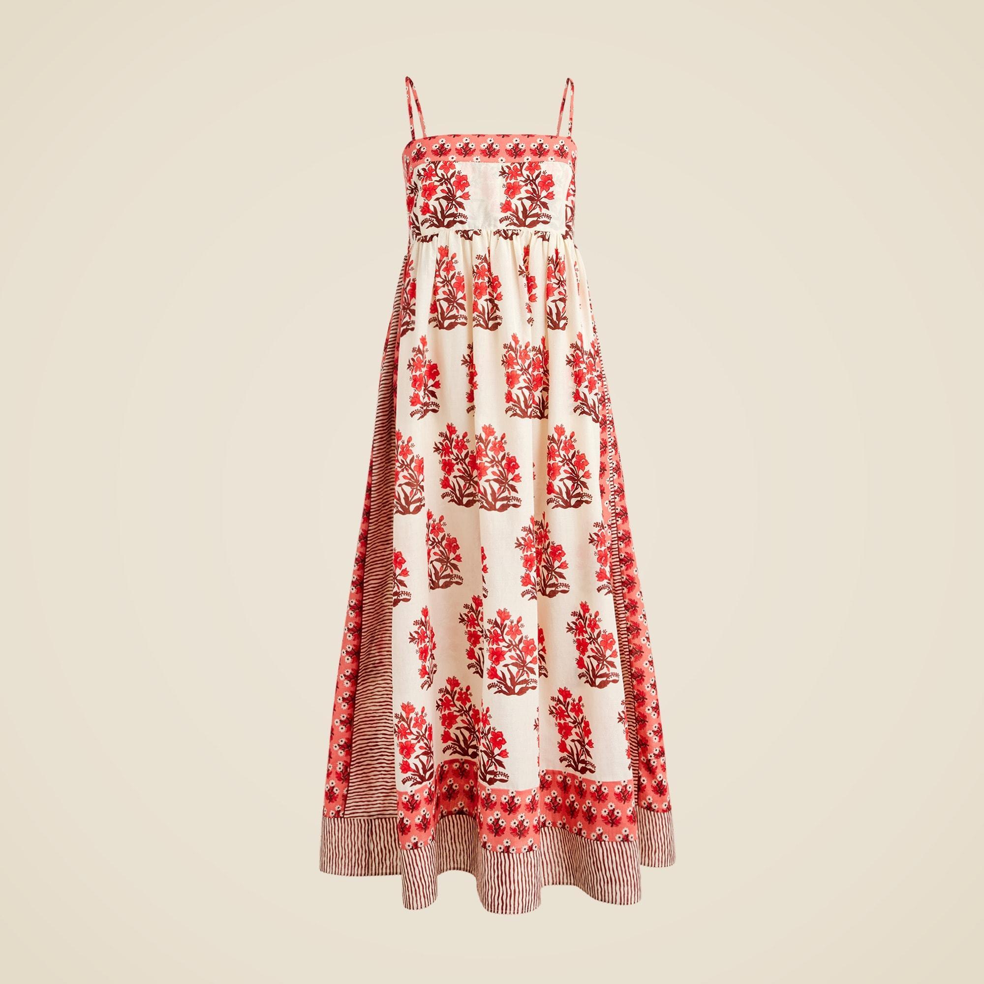 Cotton voile midi dress in block print Product Image