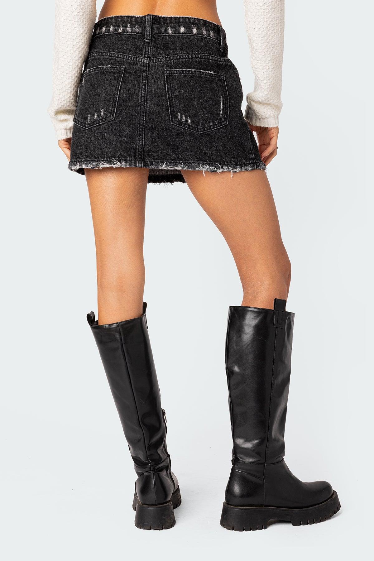 Scarlett Washed Denim Mini Skirt Product Image