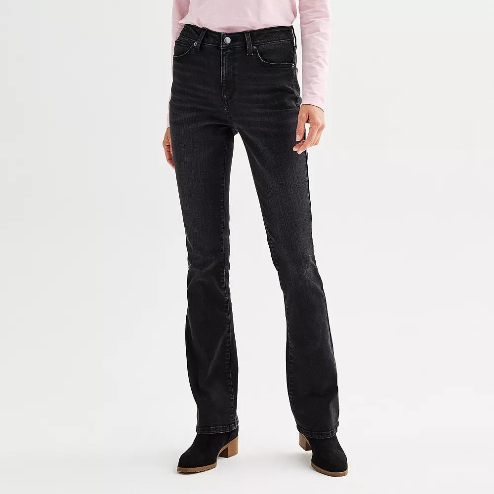 Petite Sonoma Goods For Life® Premium Mid-Rise Bootcut Jeans, Women's, Size: 4 Petite, Black Wash Product Image