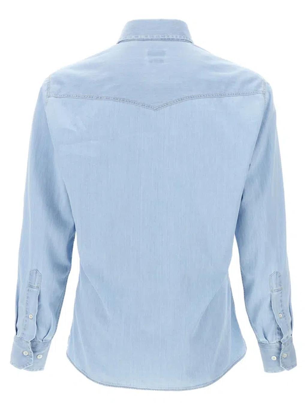 BRUNELLO CUCINELLI Button-up Denim Shirt In Blau Product Image