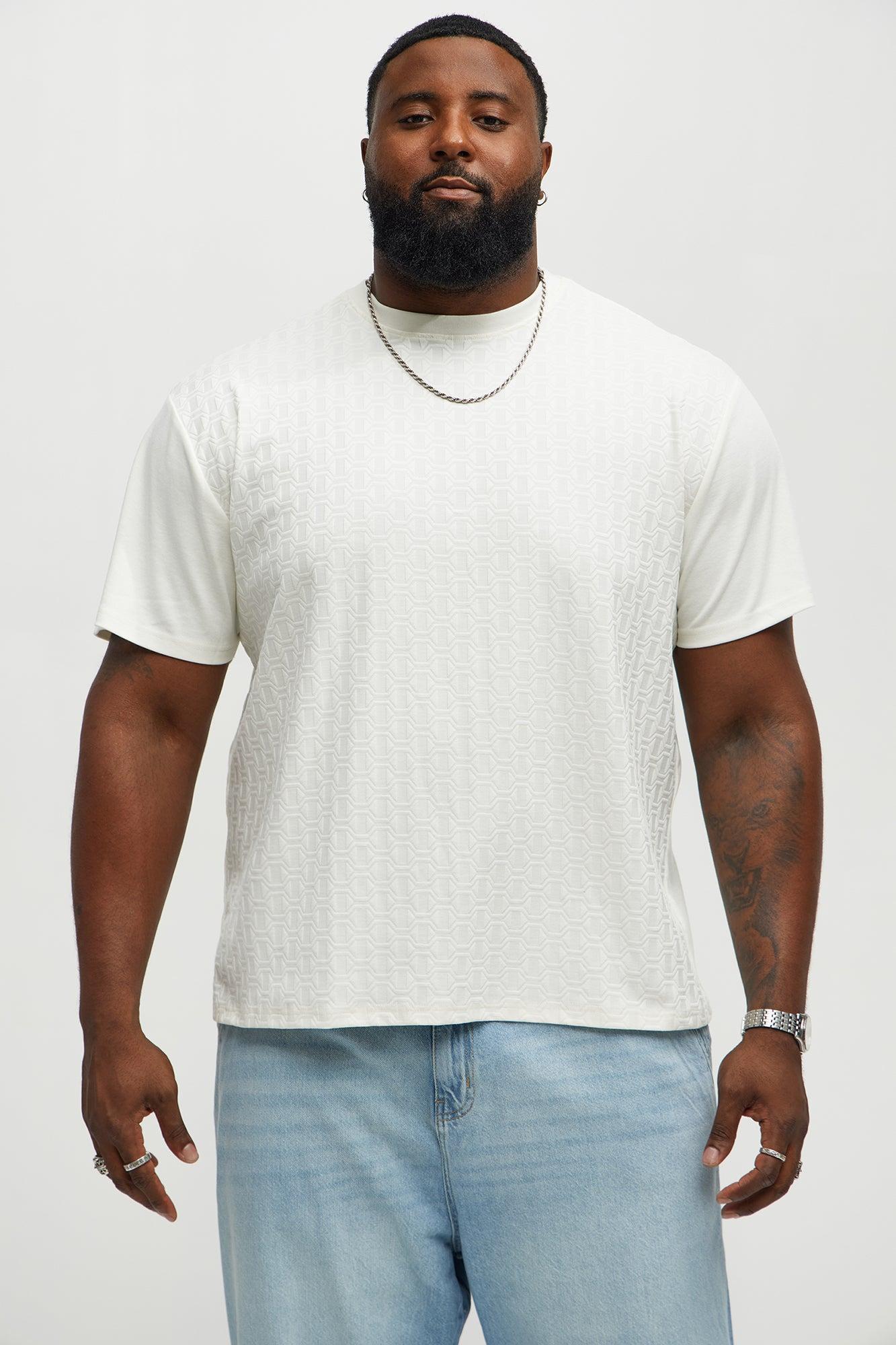 Textured Geometric Short Sleeve Tee - Off White Product Image