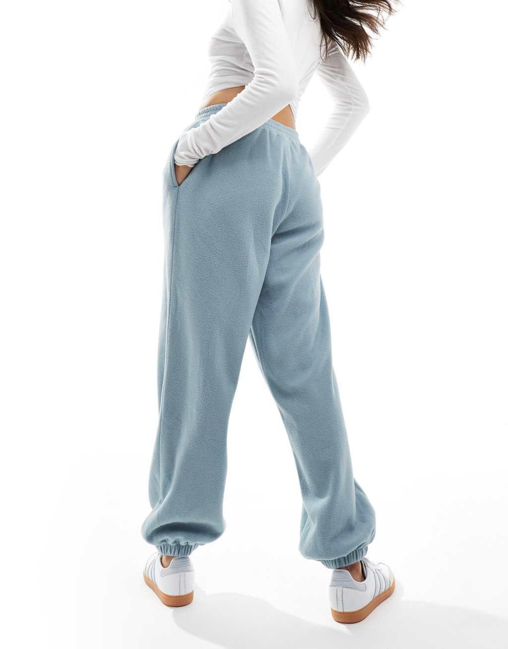 ASOS DESIGN polar fleece pants in pale blue - part of a set Product Image