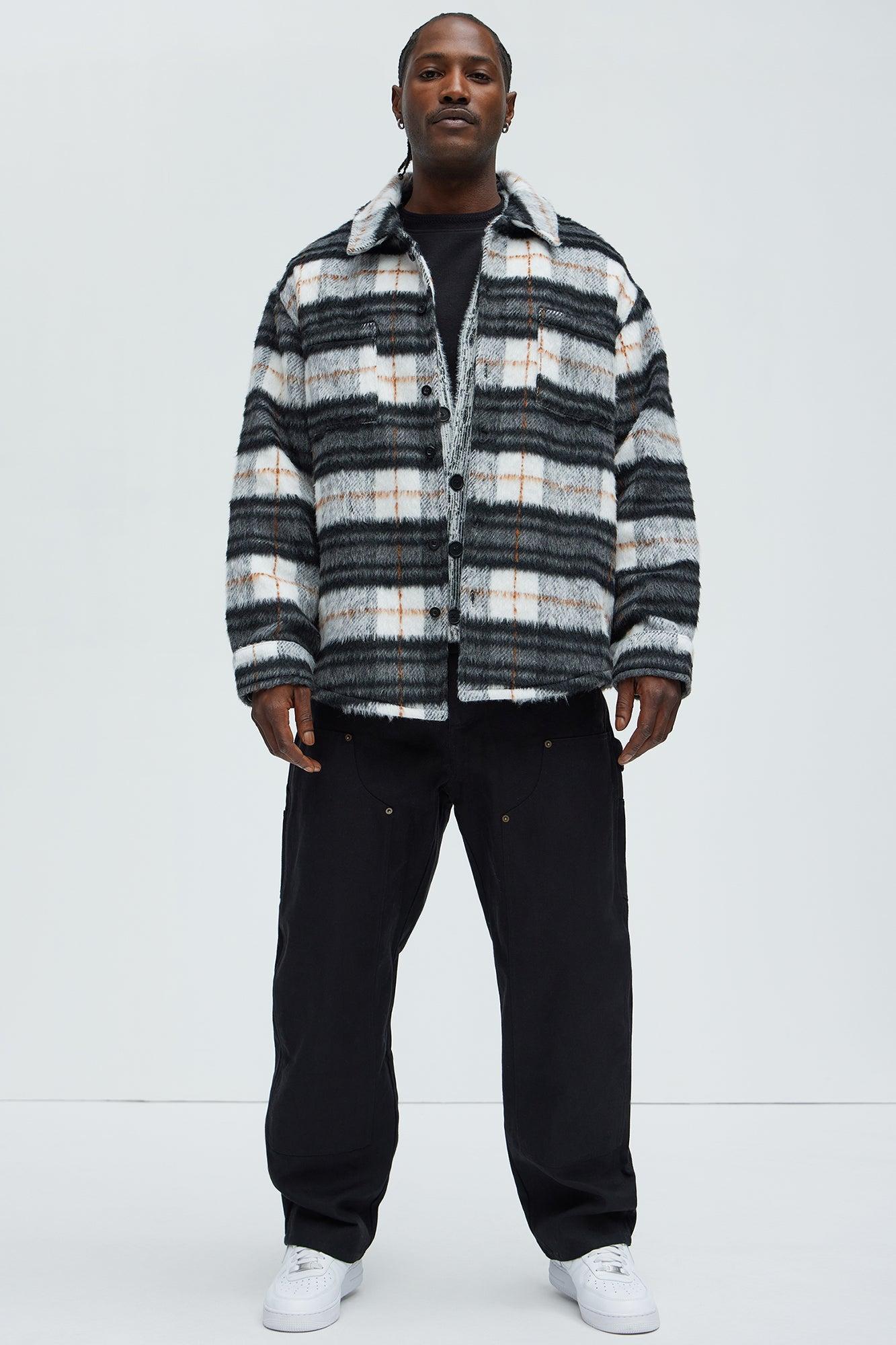 Move Up Plaid Shacket - Black/Grey Product Image