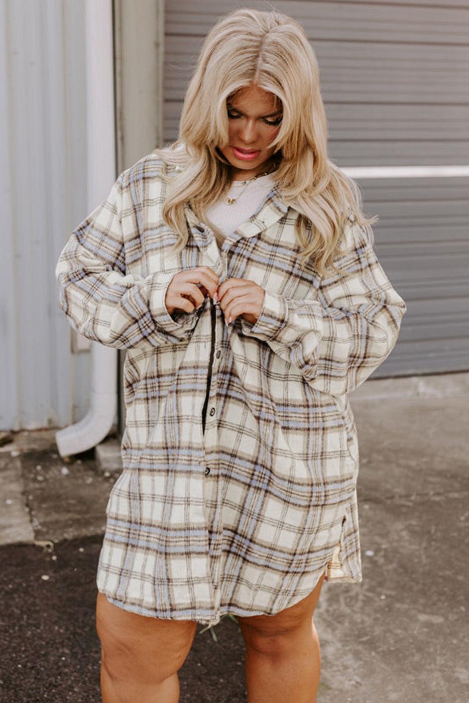 Plaid Print Tunic Shacket Product Image