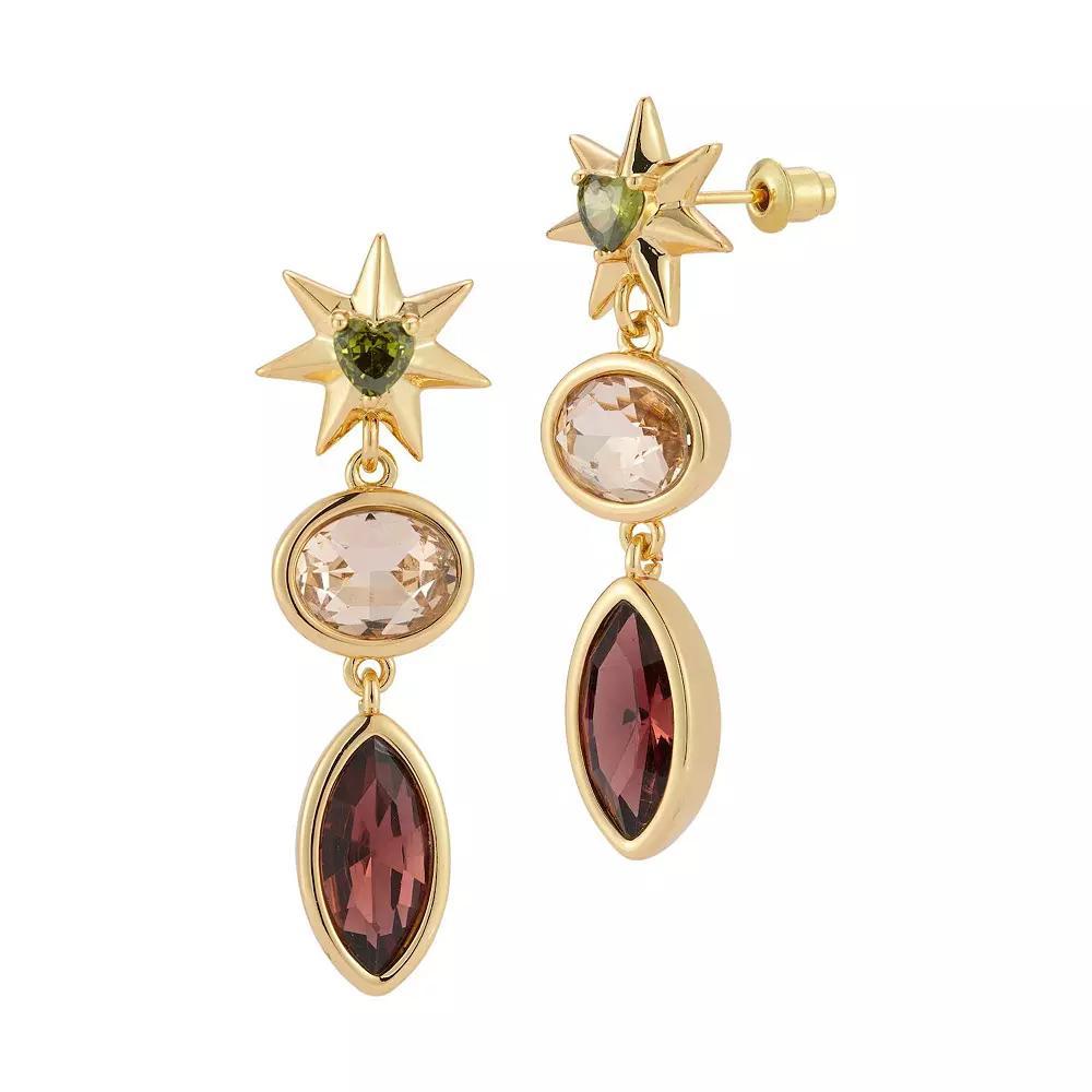 WINX 18k Gold Plated Star Oval and Ellipse Cubic Zirconia Dangle Earrings, Women's, Gold Tone Product Image