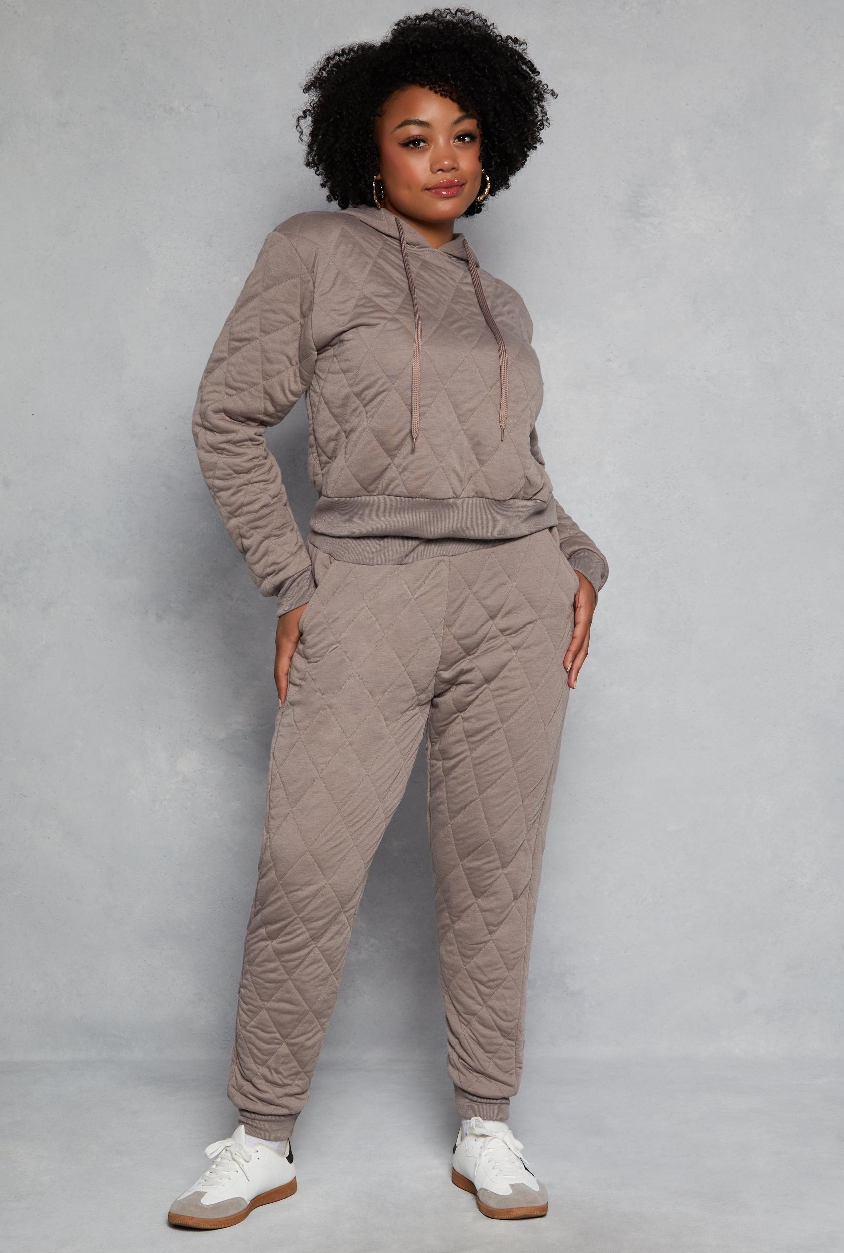 Womens Plus Size Quilted Toggle Drawstring Joggers Product Image