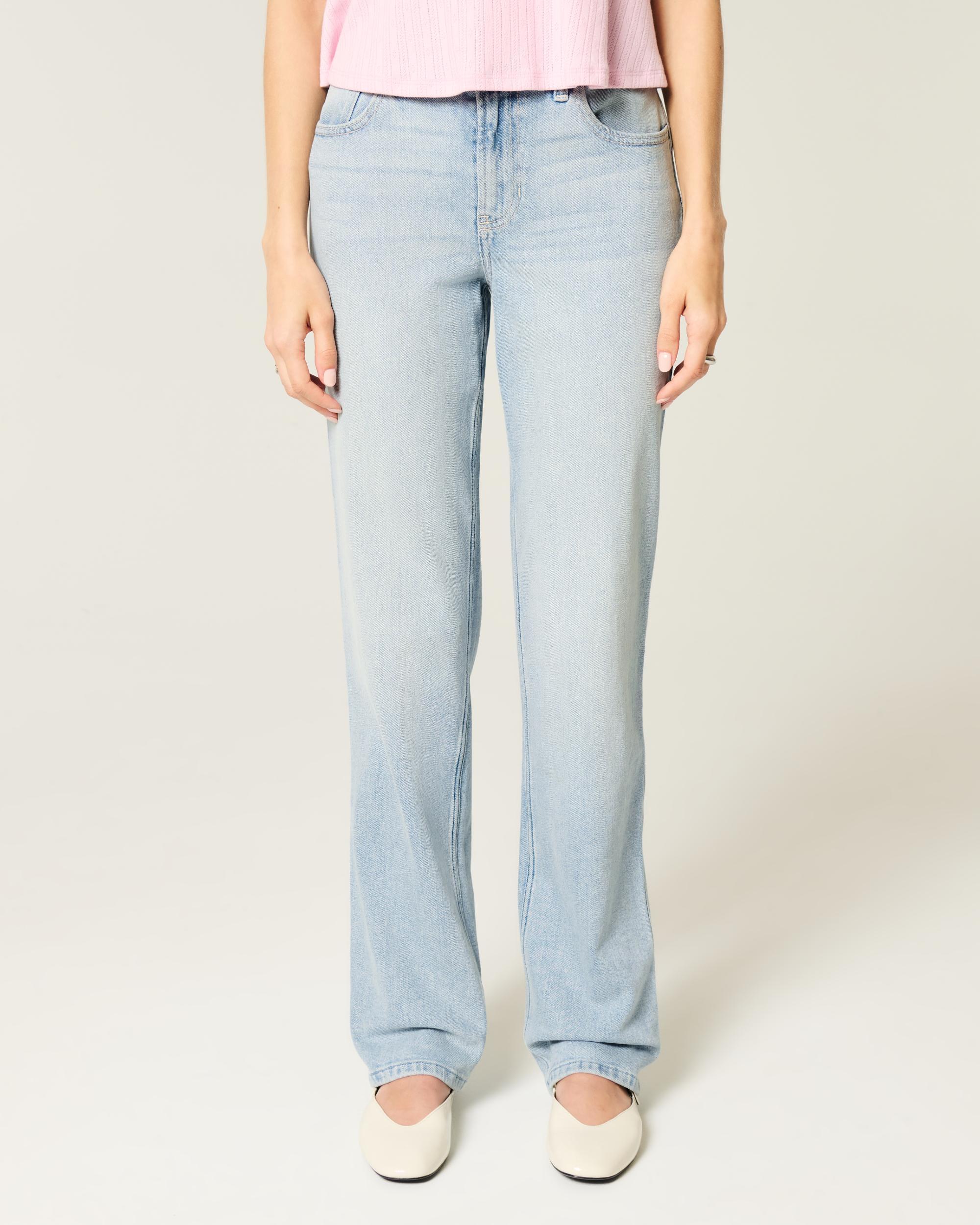High-Rise Light Wash Straight Jeans Product Image