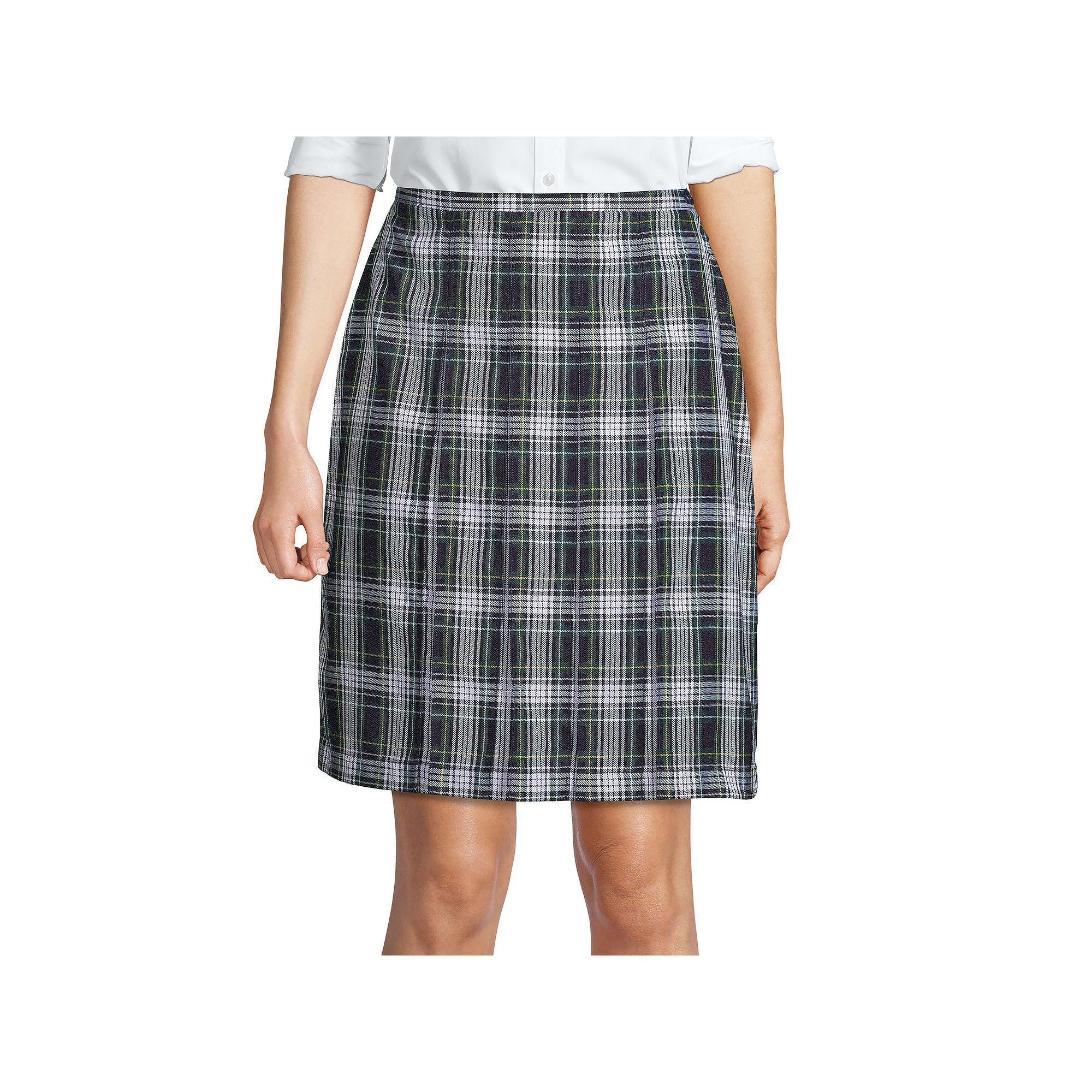 Women's Lands' End School Uniform Plaid Box Pleat Skirt, Size: 2, Clear Blue Plaid Product Image