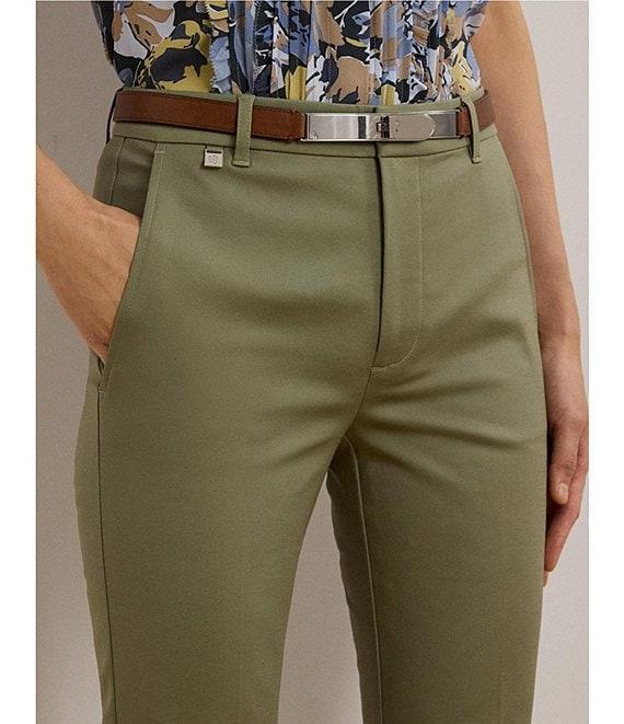 Lauren Ralph Lauren Stretch Flat Front Mid Rise Straight Ankle Pants Product Image