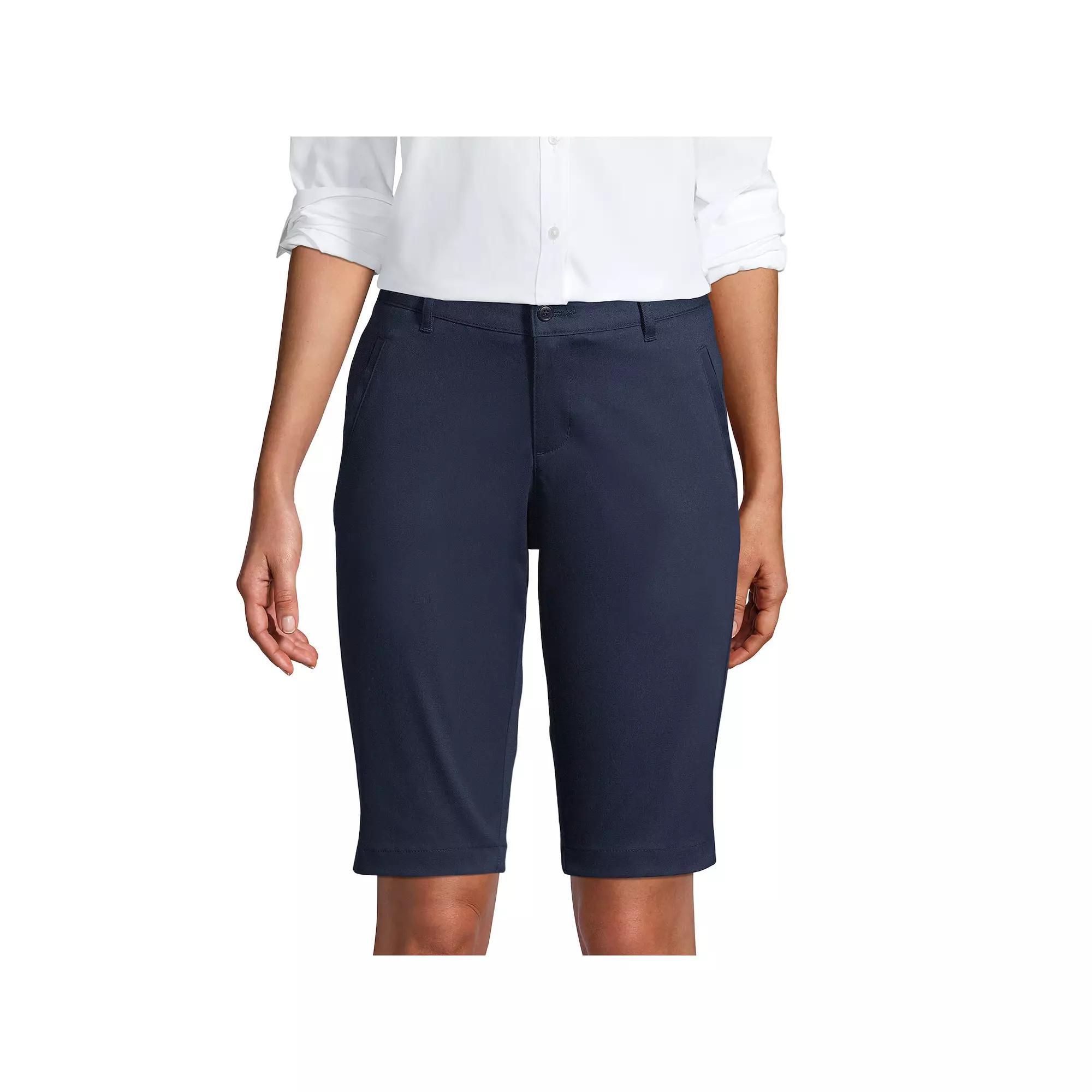 Women's Lands' End Stretch Chino Bermuda Shorts, Size: 10, Green Product Image