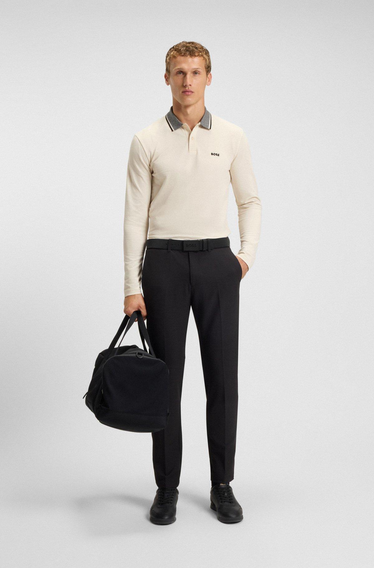 Cotton-piqué polo shirt with mouliné collar Product Image