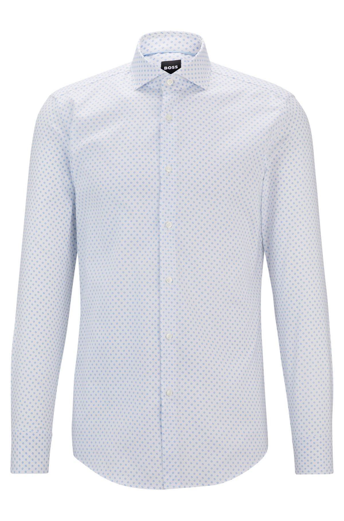 Slim-fit shirt in printed stretch cotton Product Image