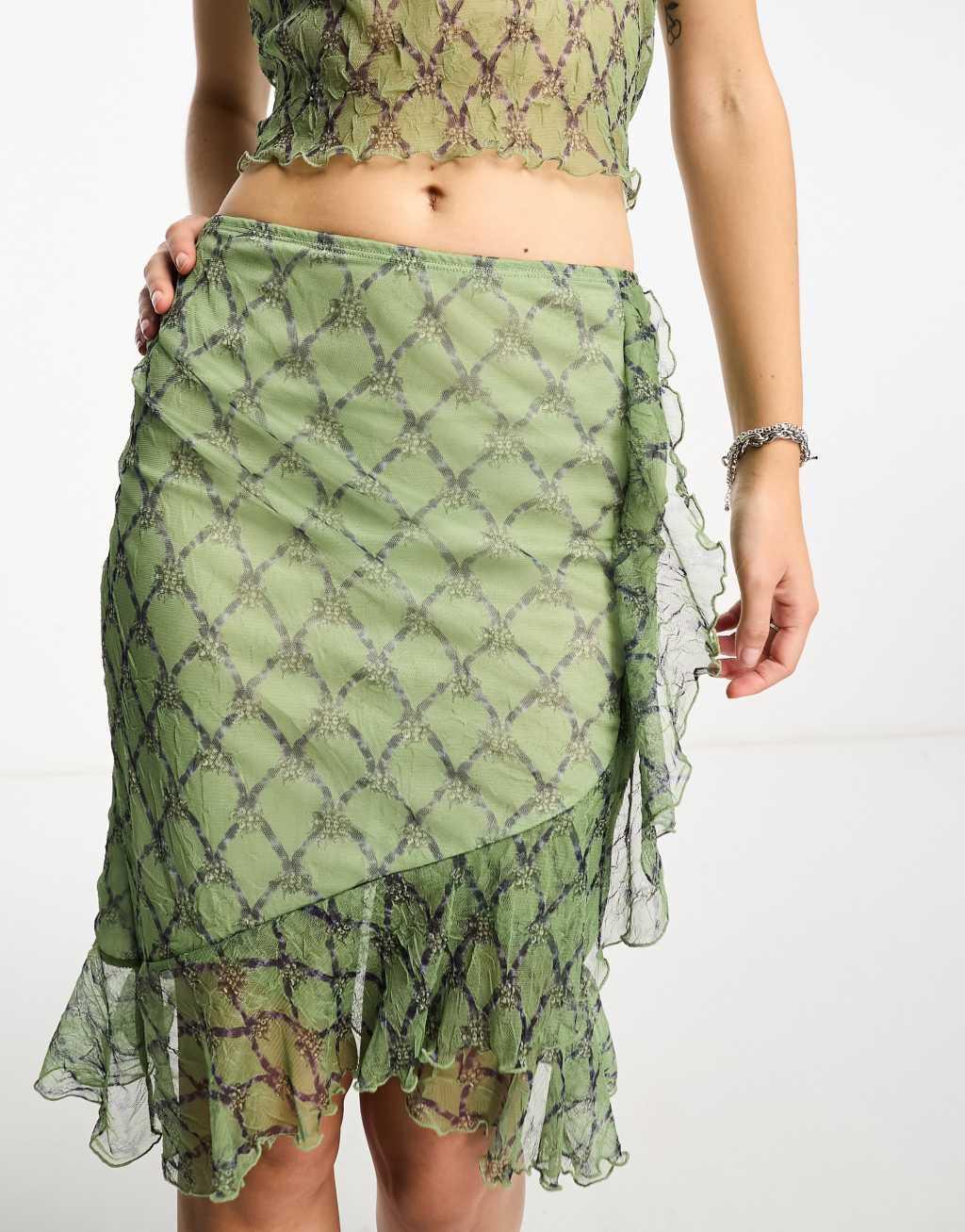 Reclaimed Vintage ruffle midi skirt Product Image