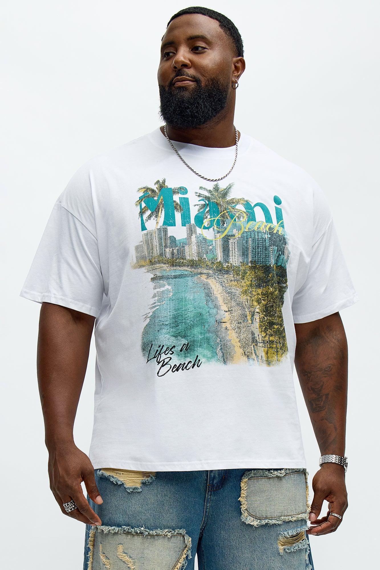 Miami Beach Oversized Short Sleeve Tee - White Product Image
