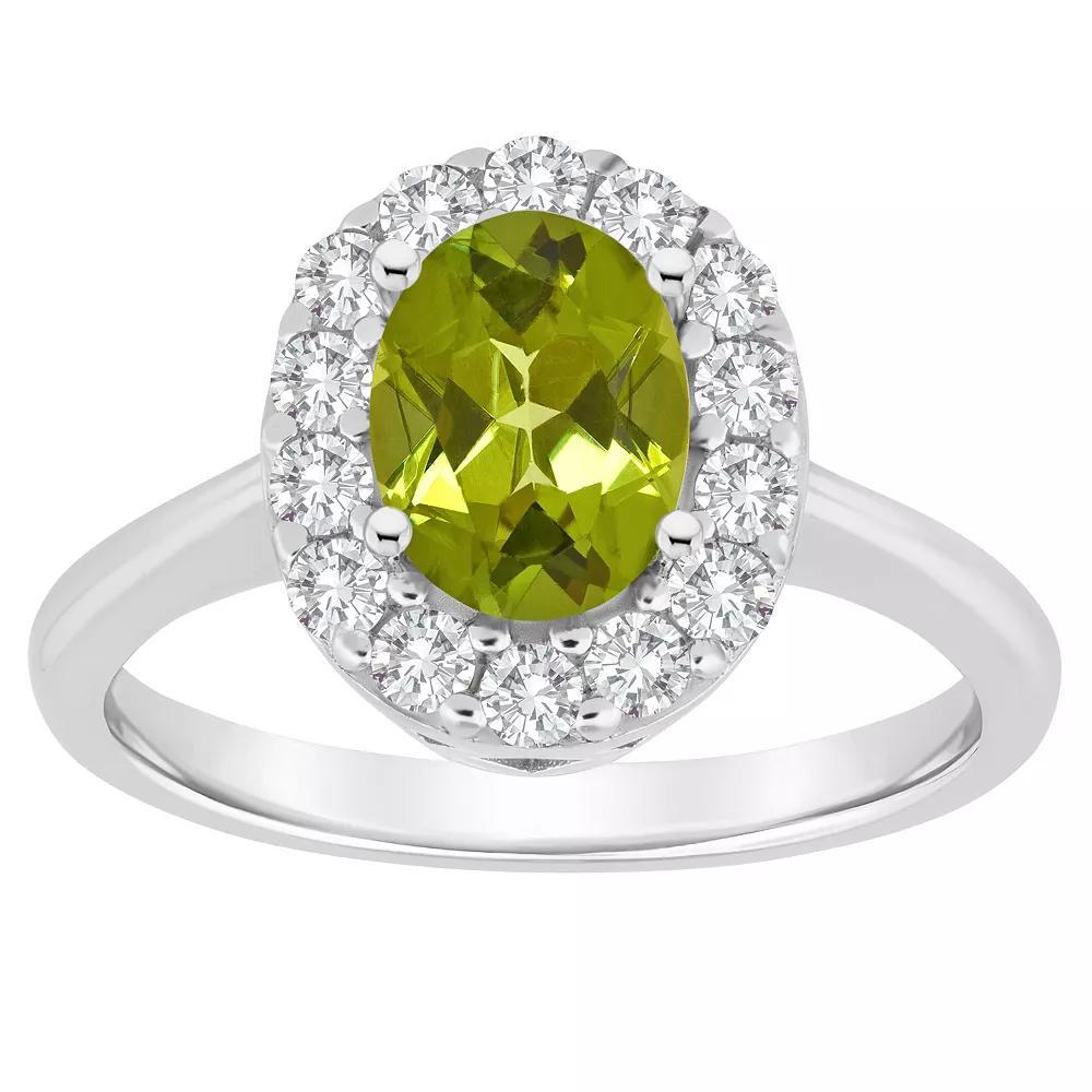 Celebration Gems Sterling Silver Gemstone Halo Ring, Women's, Size: 9, Peridot Product Image