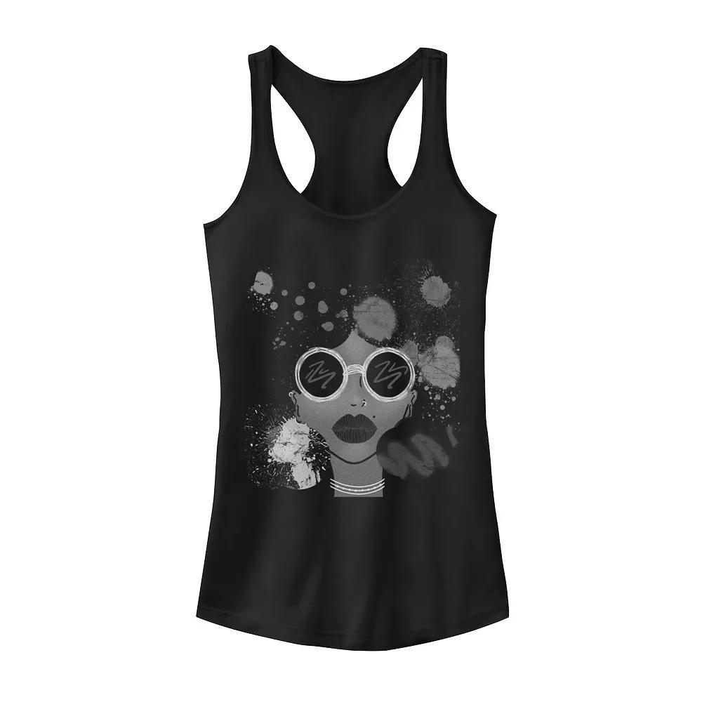 Juniors' Woman In Glasses Portrait Tank Top, Girl's, Size: XS, Black Product Image