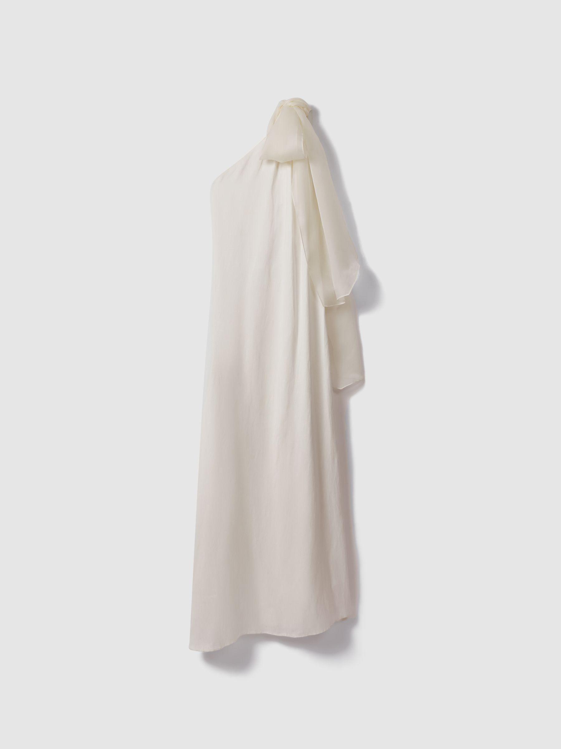 One-Shoulder Bow Maxi Dress in Ivory Product Image