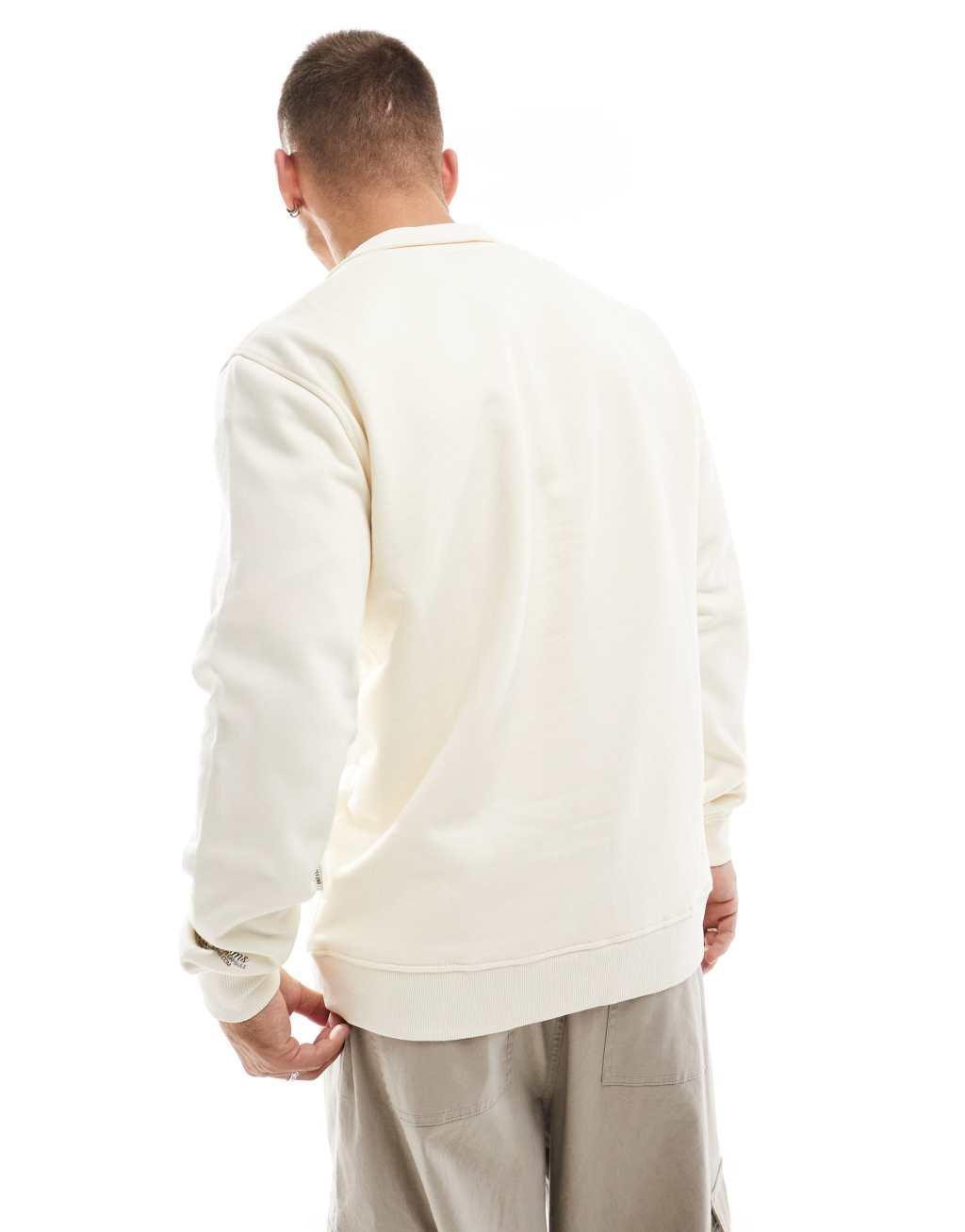 ONLY & SONS high neck 1/4 zip sweater in cream Product Image