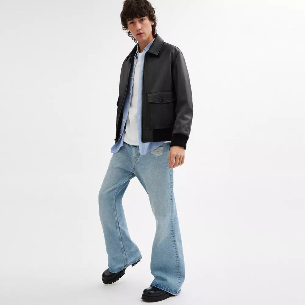 Leather Bomber Jacket Product Image