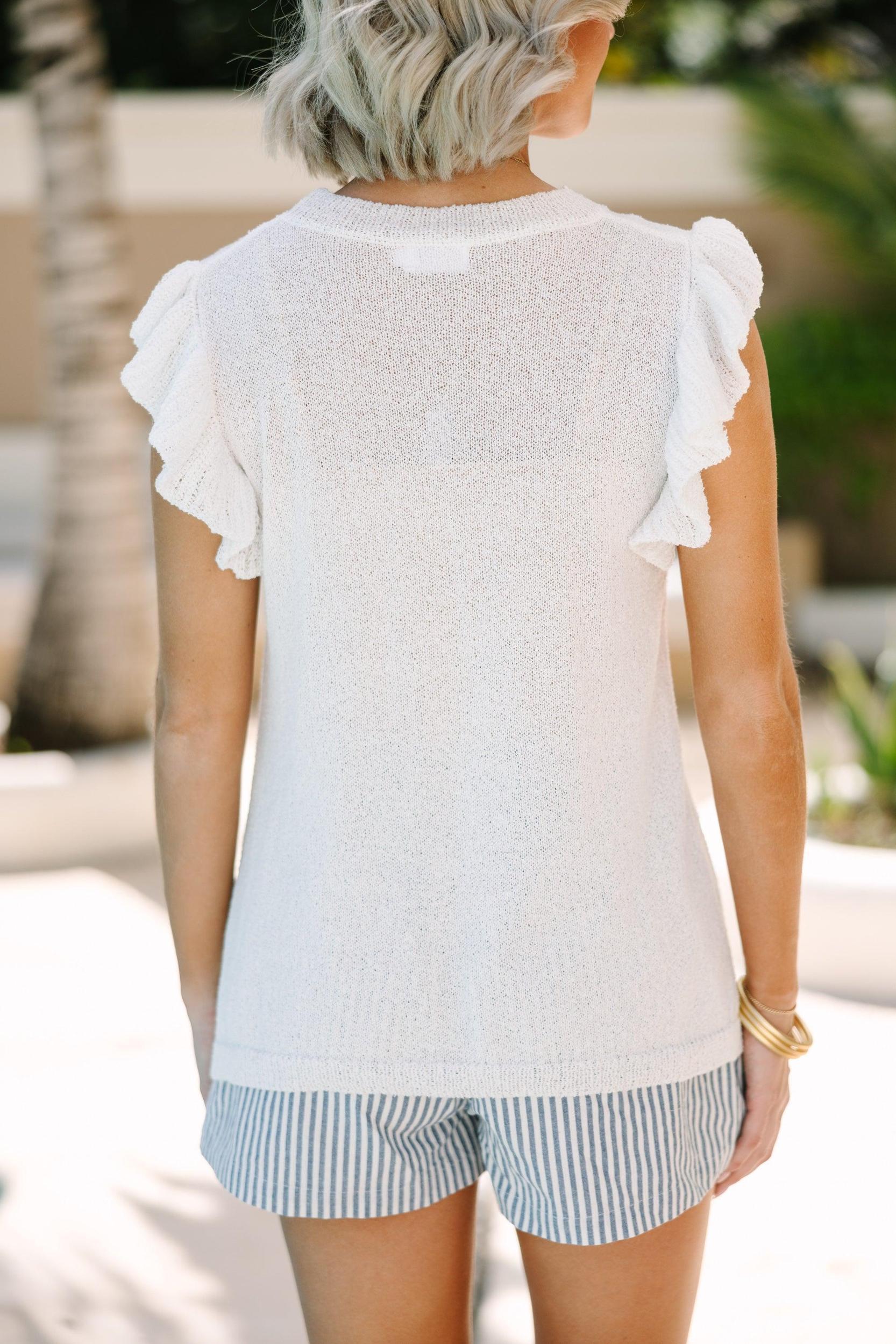 Certain Joy White Knit Top Female Product Image
