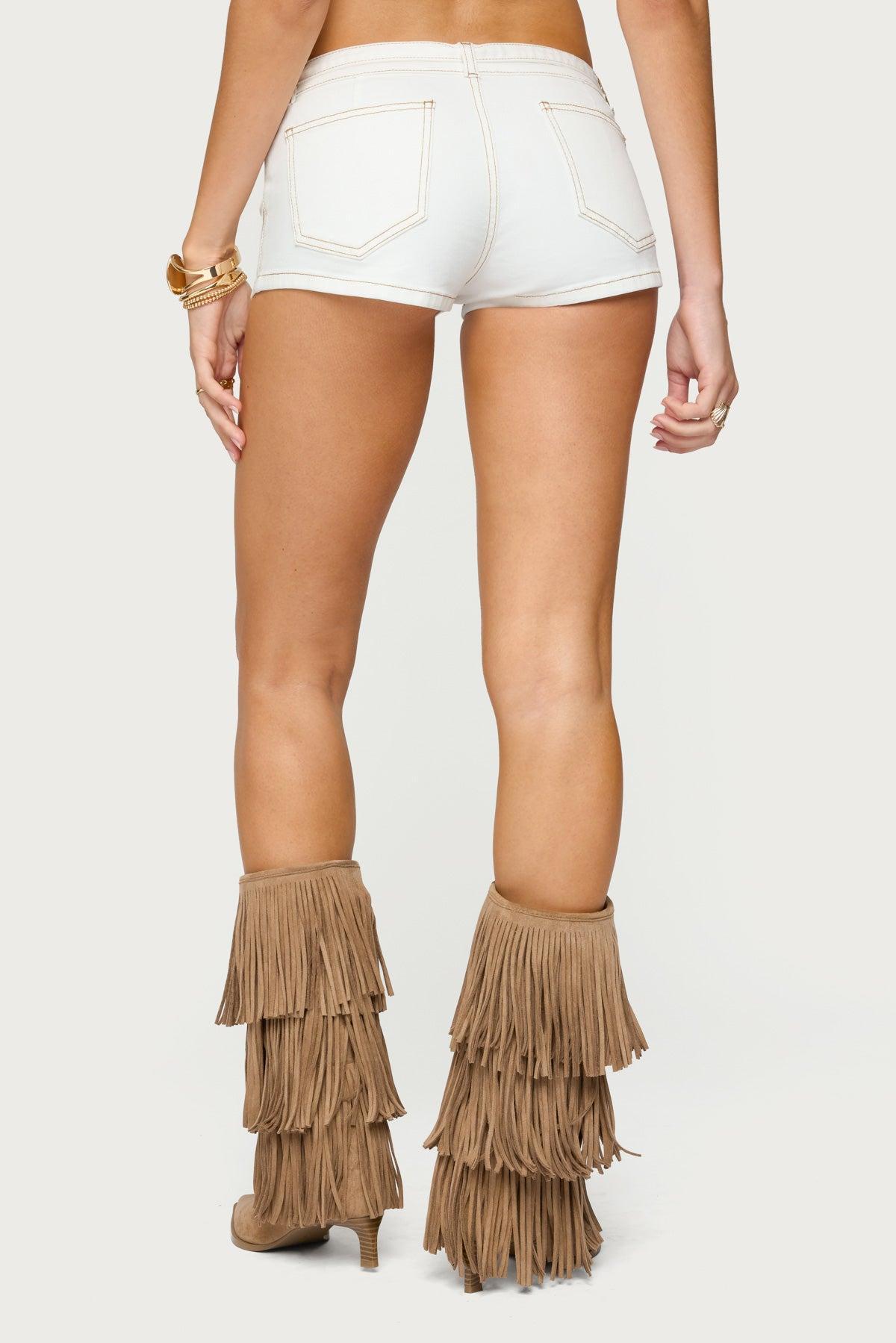 Ciel Low Rise Denim Micro Shorts Product Image
