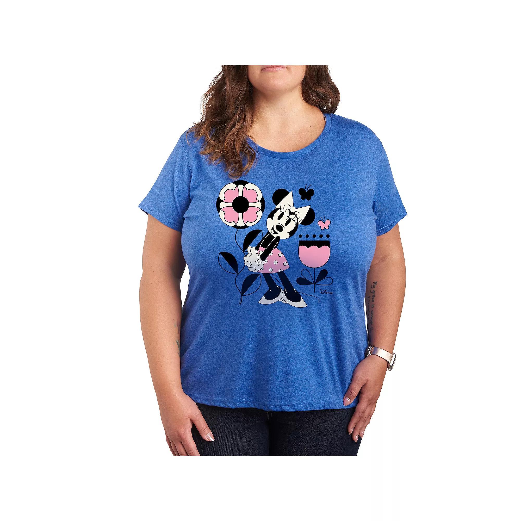 Disneys Minnie Mouse Plus Flower Butterfly Graphic Tee, Womens Product Image