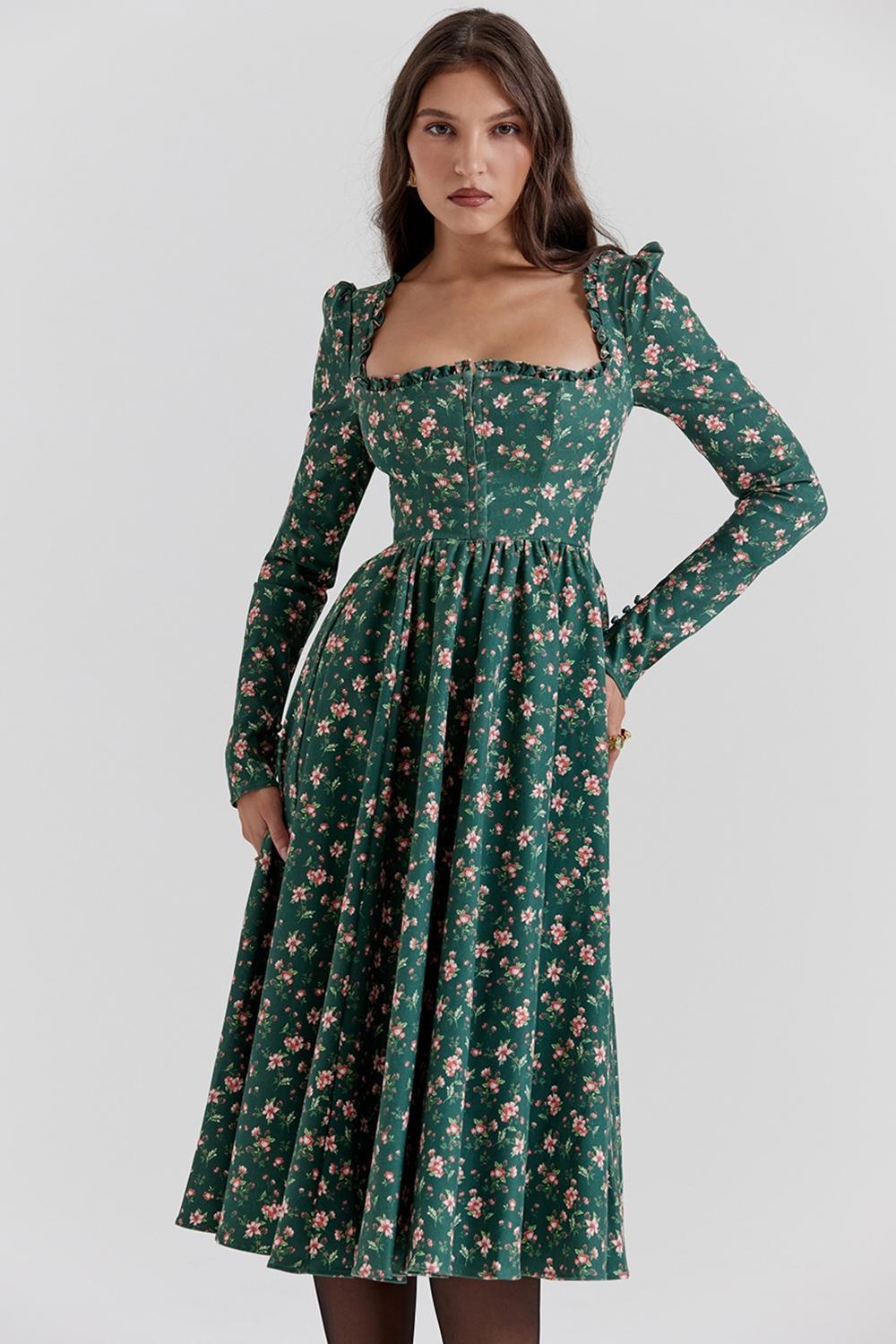 Delia Green Floral Print Midi Dress Product Image
