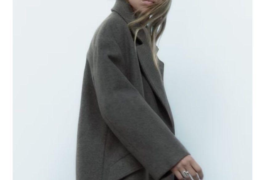 Plain Midi Double-Breasted Coat Product Image