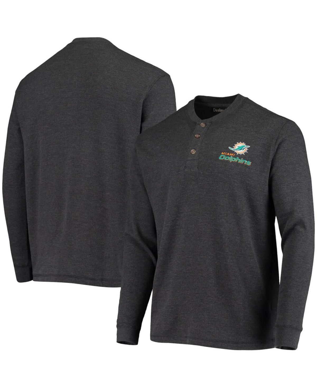 Men's Heathered Gray Miami Dolphins Maverick Thermal Henley Long Sleeve T-Shirt, Size: Small, Grey Product Image