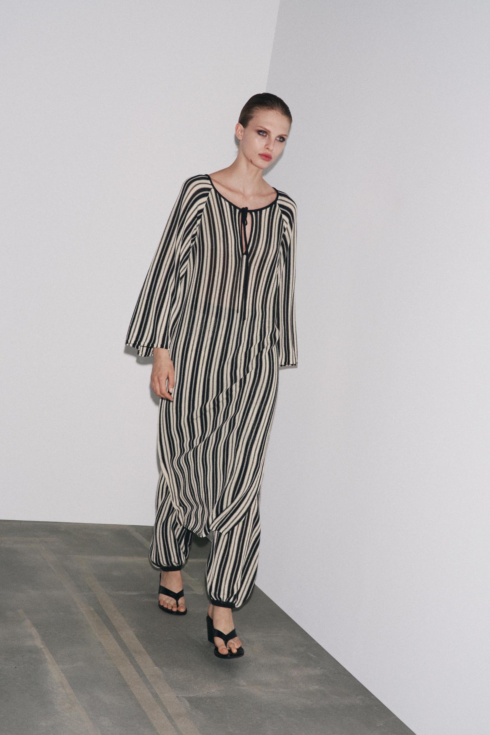 STRIPED LINEN CUFFED HEM PANTS Product Image