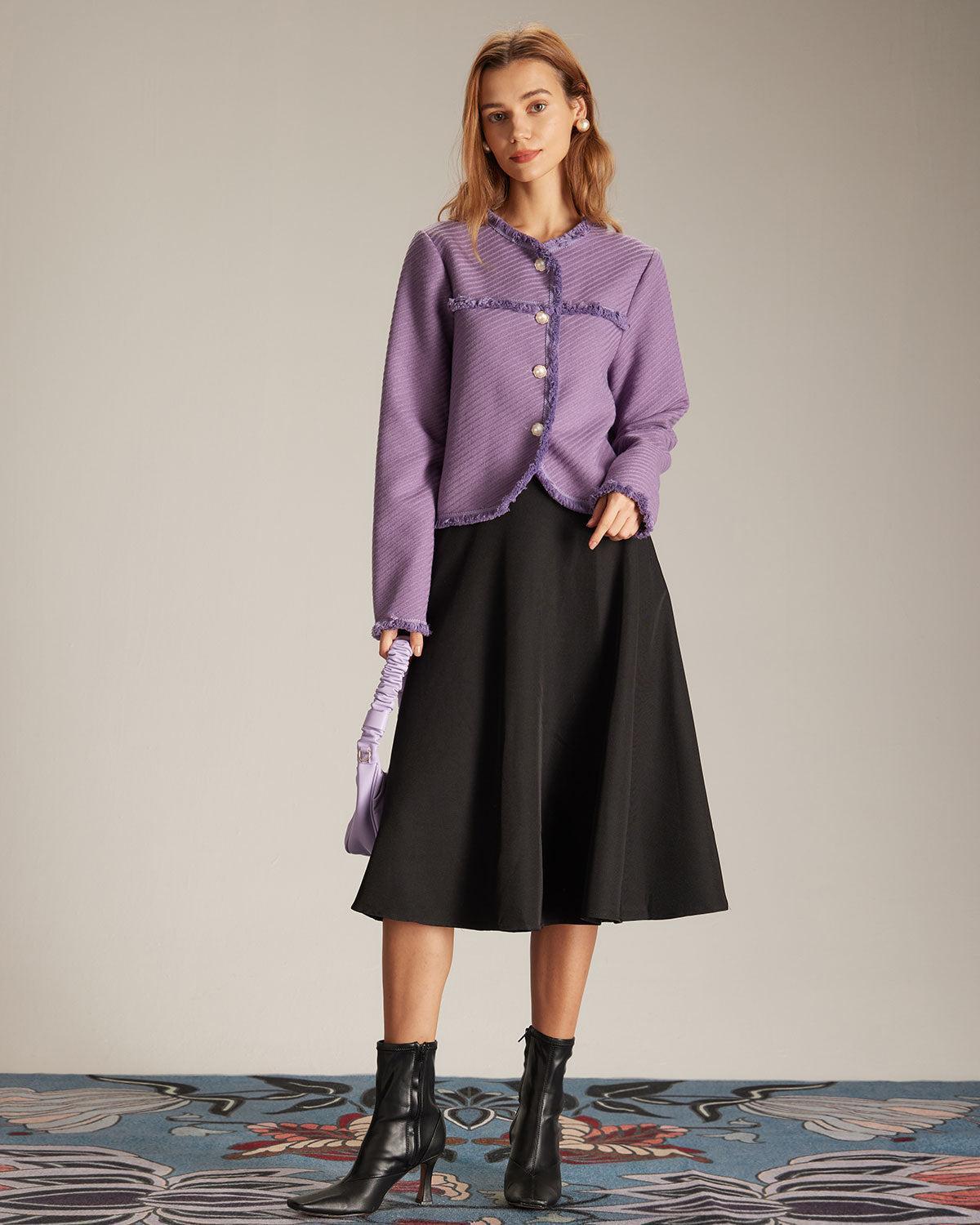 The Purple Crew Neck Single Breasted Jacket Product Image