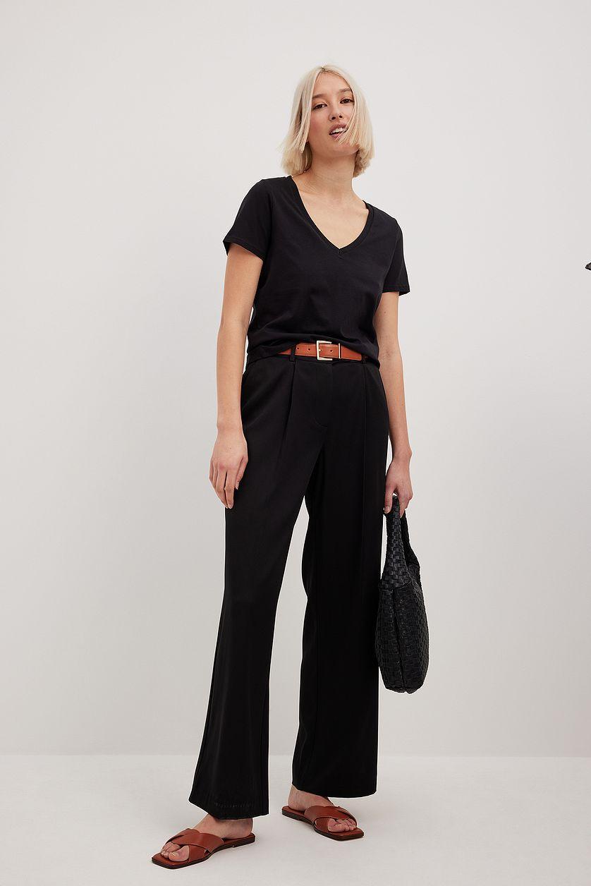 Mid Waist Straight Leg Suit Pants Product Image