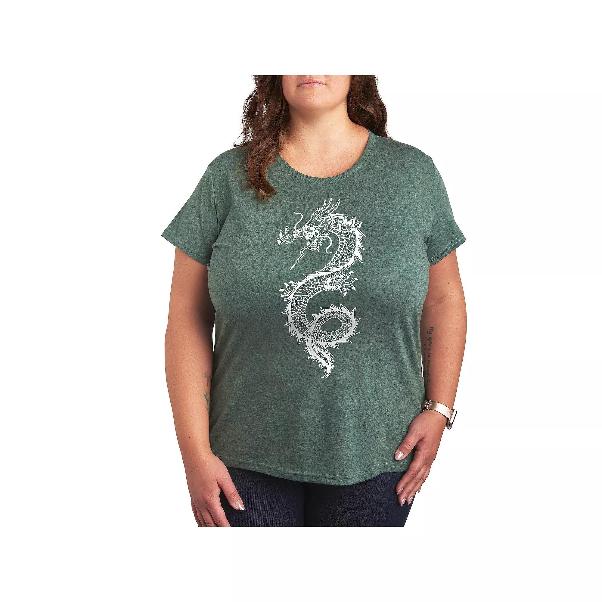 Plus Chinese Dragon Graphic Tee, Womens Product Image