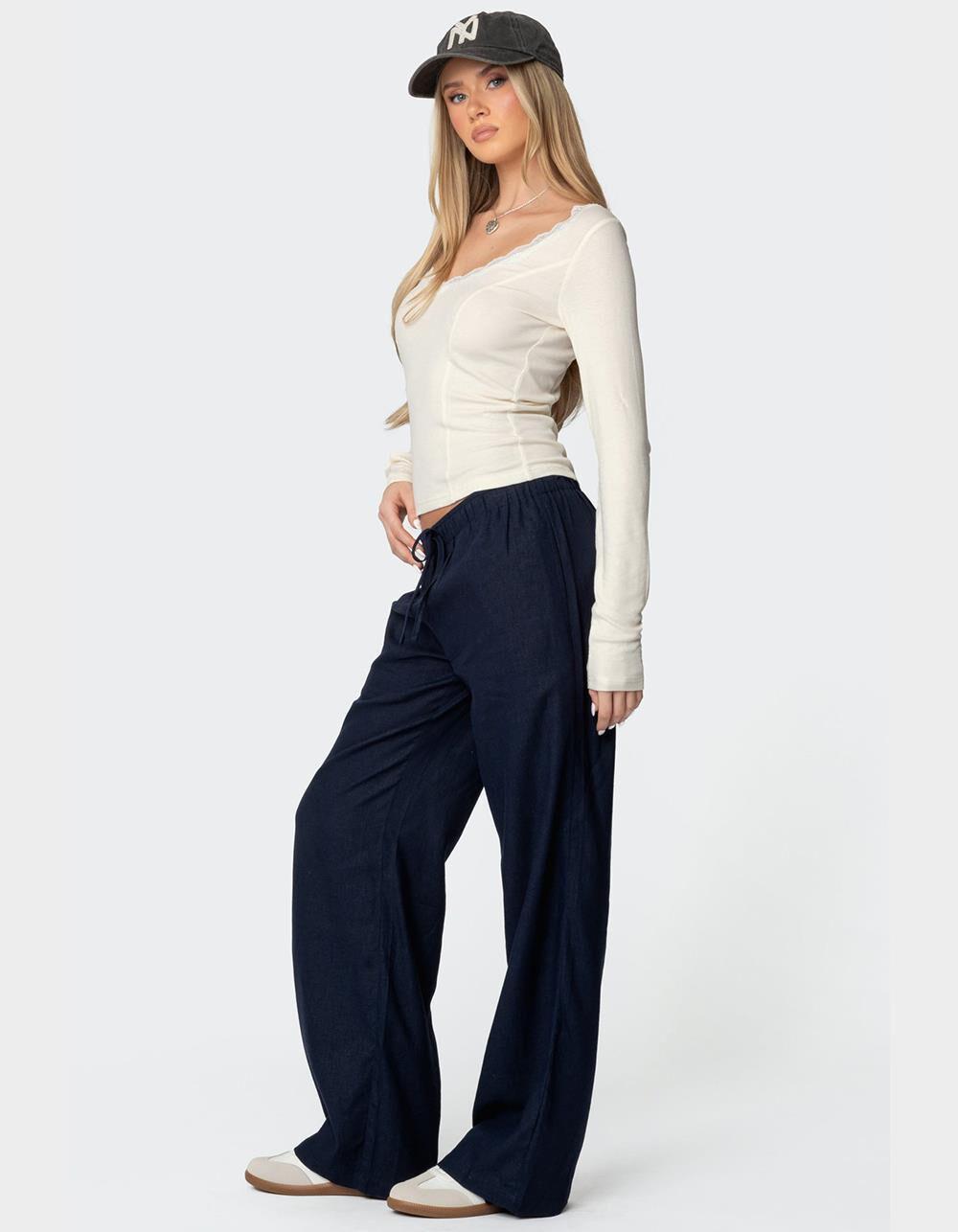 EDIKTED Mel Lace Trim V-Neck Top Product Image