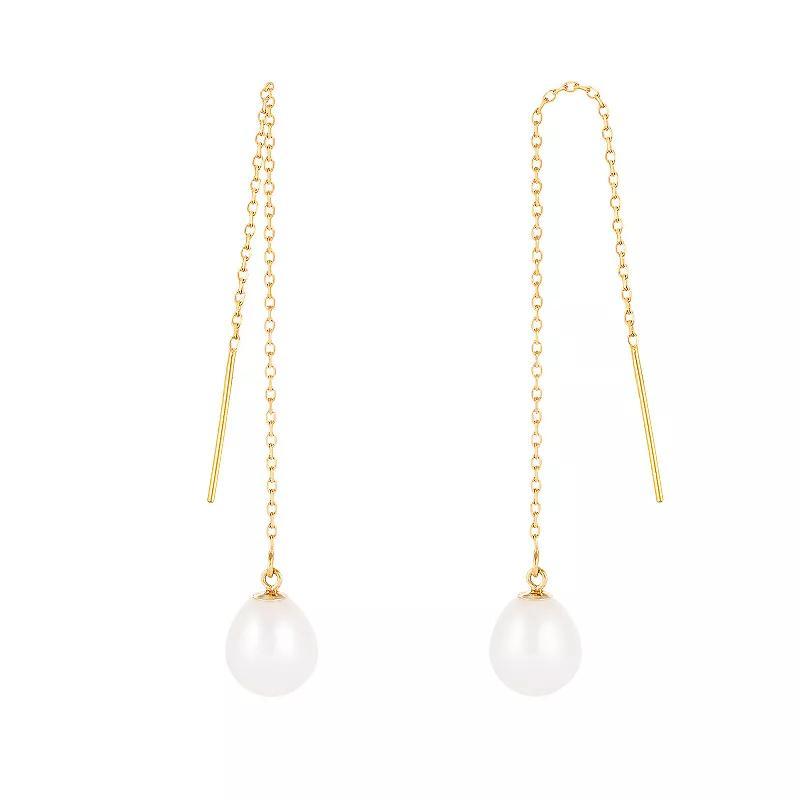 Splendid Pearls 14k Gold Freshwater Cultured Pearl Threader Earrings, Womens, Yellow Product Image