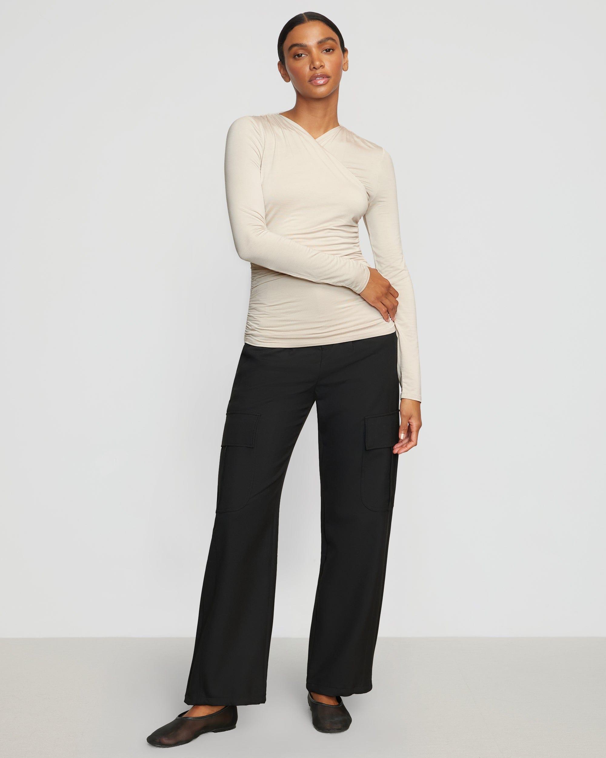 Lilou Wrap-Neck Long-Sleeve Tee Product Image