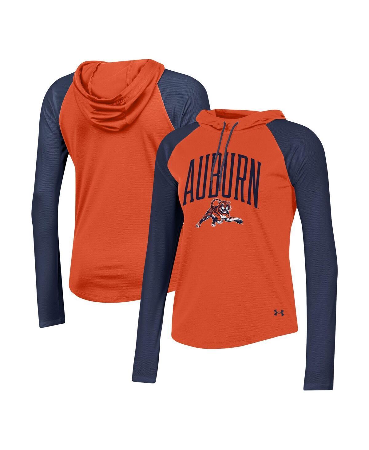Women's Under Armour Orange Auburn Tigers Gameday Mesh Performance Raglan Hooded Long Sleeve T-Shirt, Size: Small Product Image