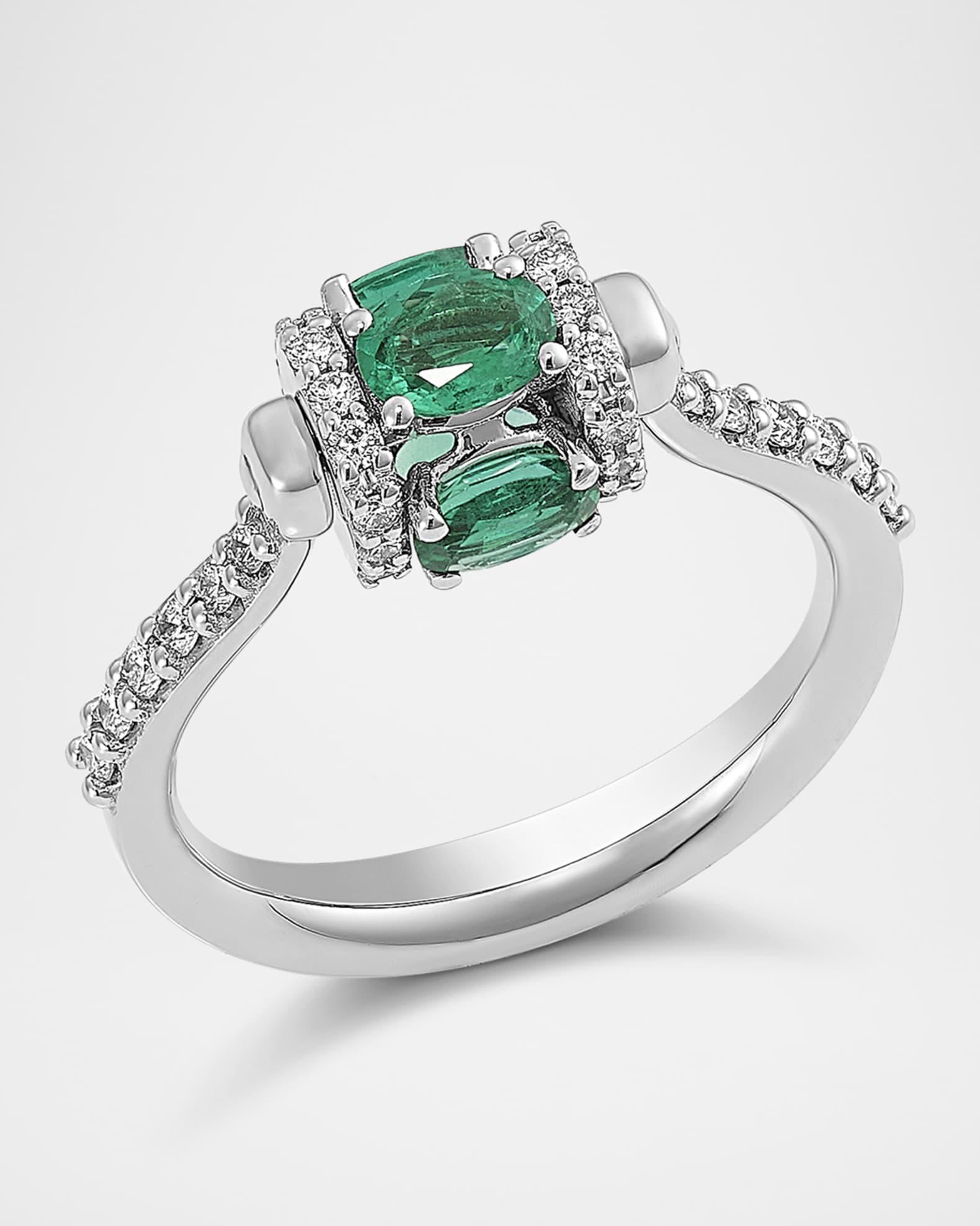 Procida Ring in 18K White Gold with Emeralds and Diamonds Product Image