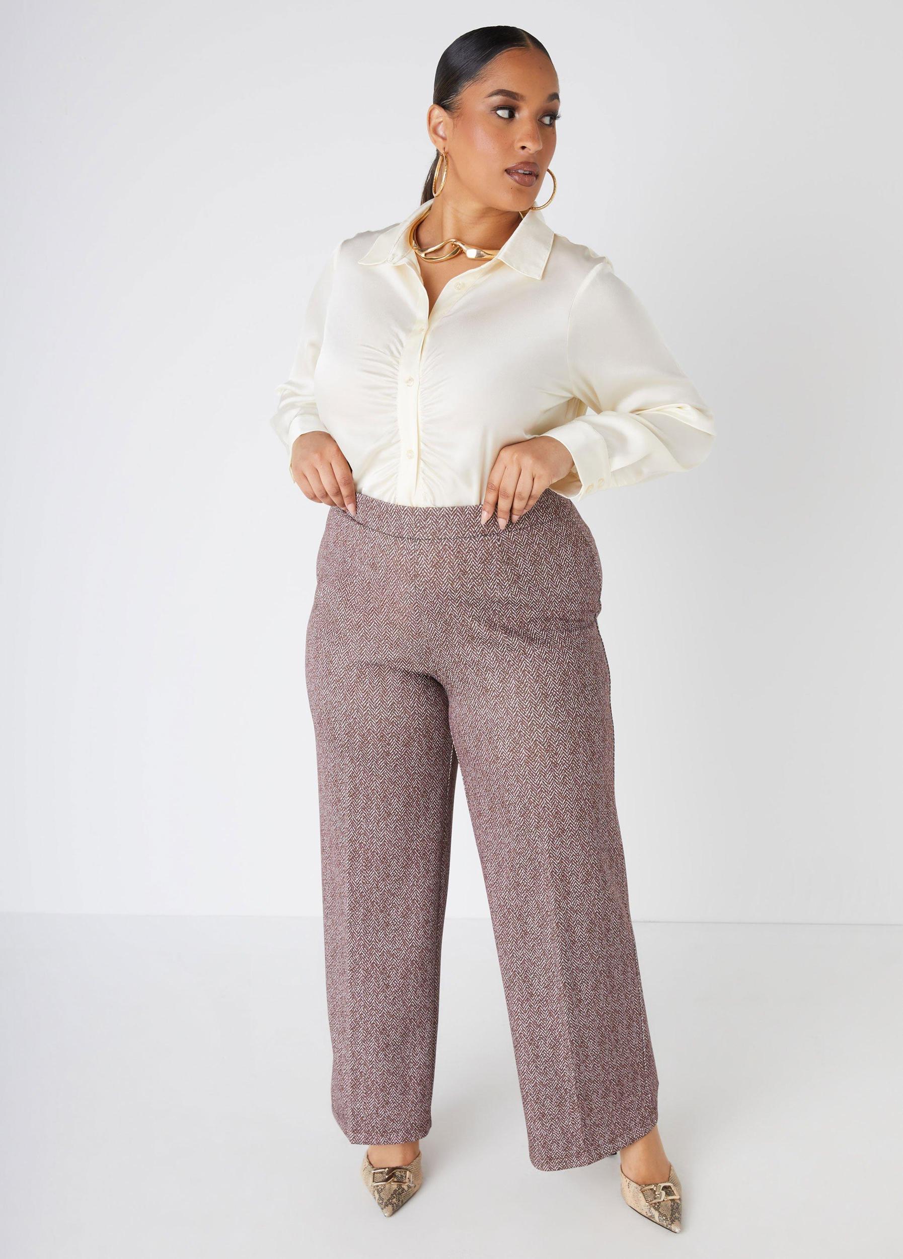 Herringbone Wide Leg Pants Product Image