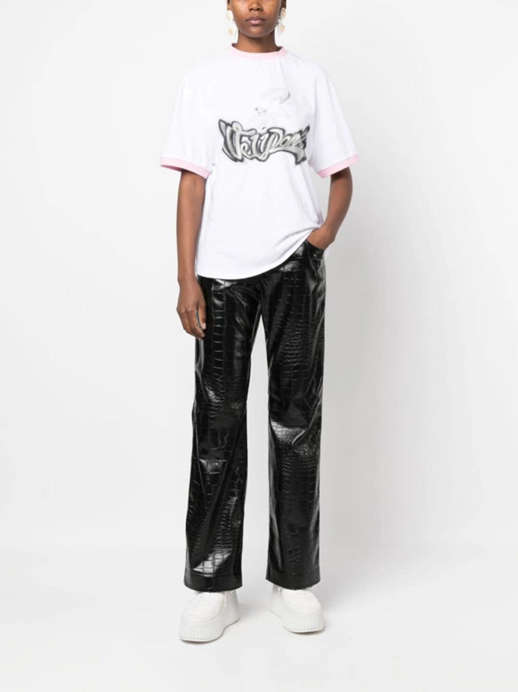 MSGM Patent Straight-leg Trousers In Black   Product Image