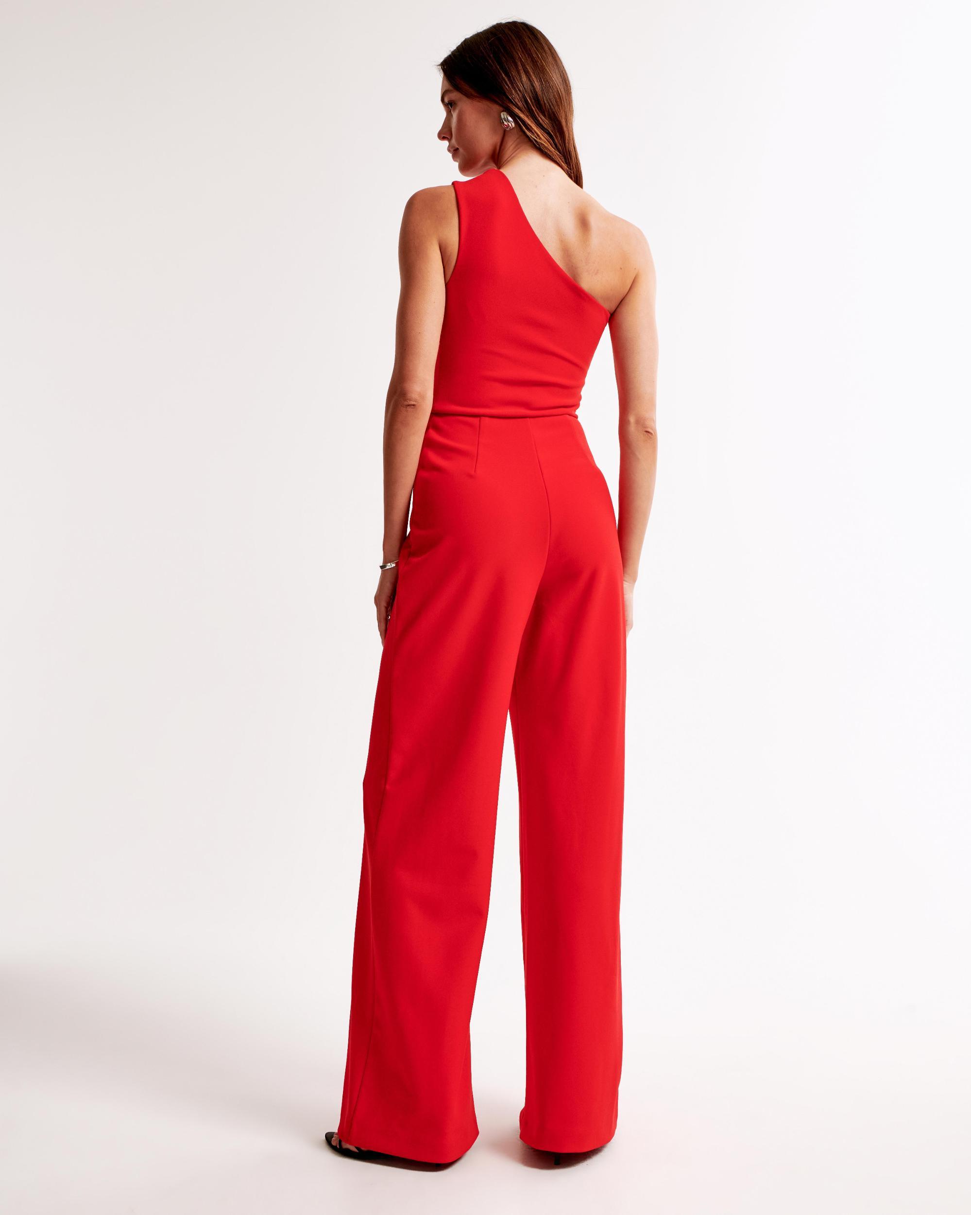 One-Shoulder Crepe Jumpsuit Product Image