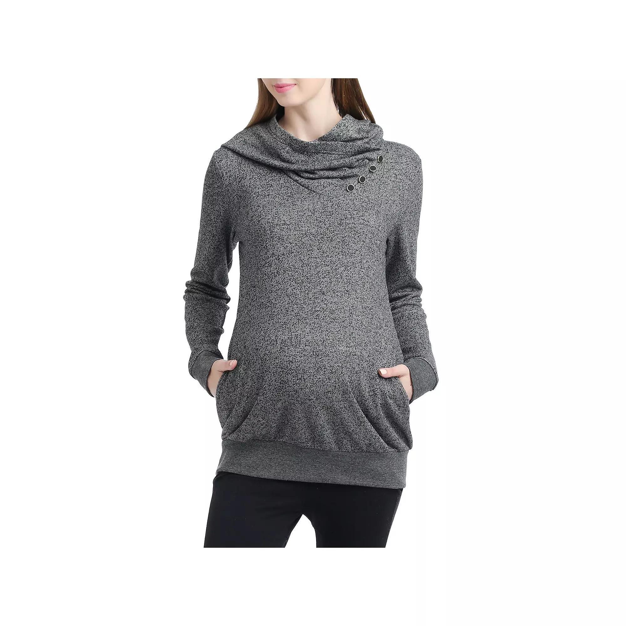 Maternity Pokkori Slouch Neck Hoodie, Women's, Size: Medium-Mat, Gray Product Image